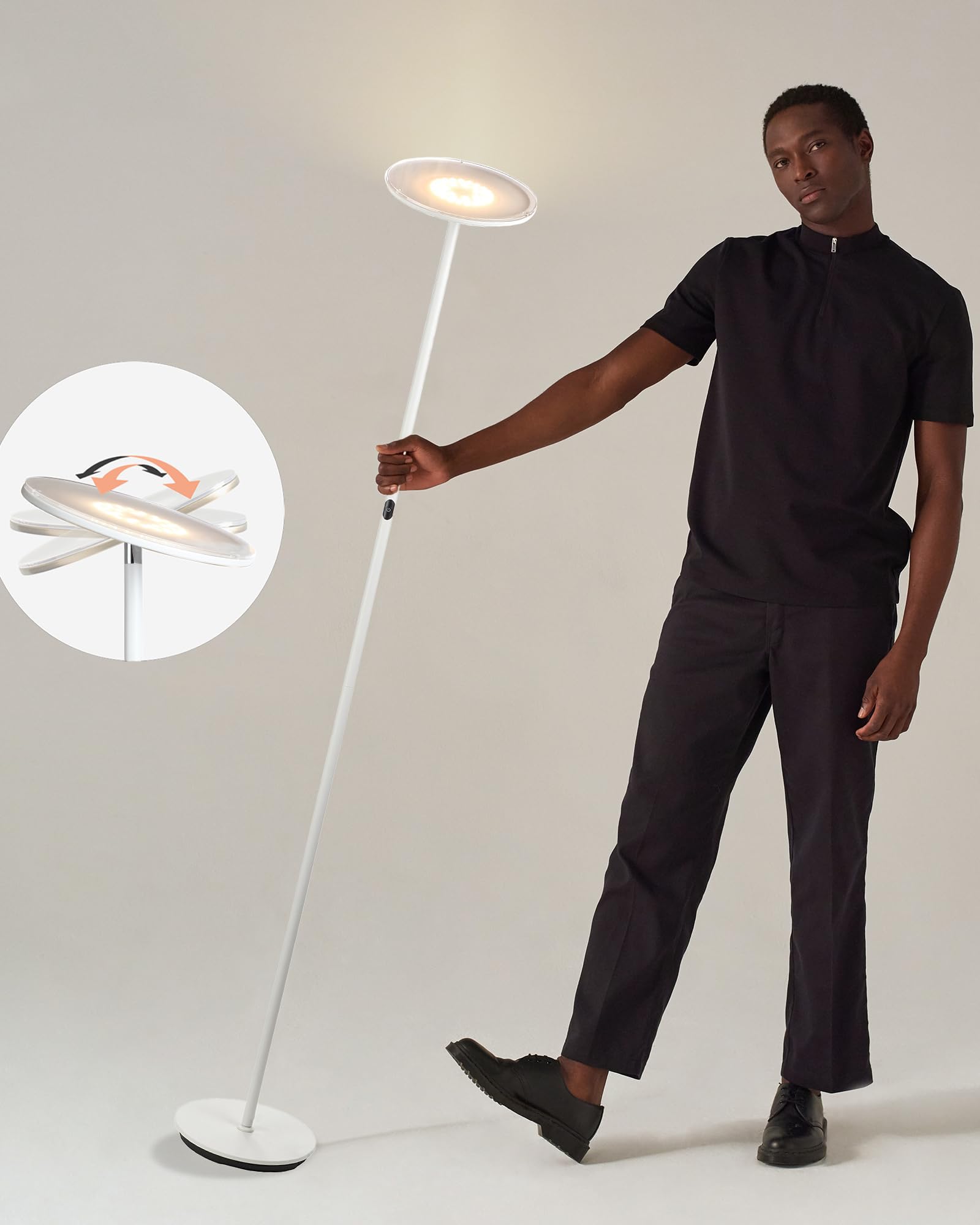 Brightech Sky LED Torchiere Super Bright Floor Lamp - Contemporary, High Lumen Light for Living Rooms and Offices - Dimmable, In
