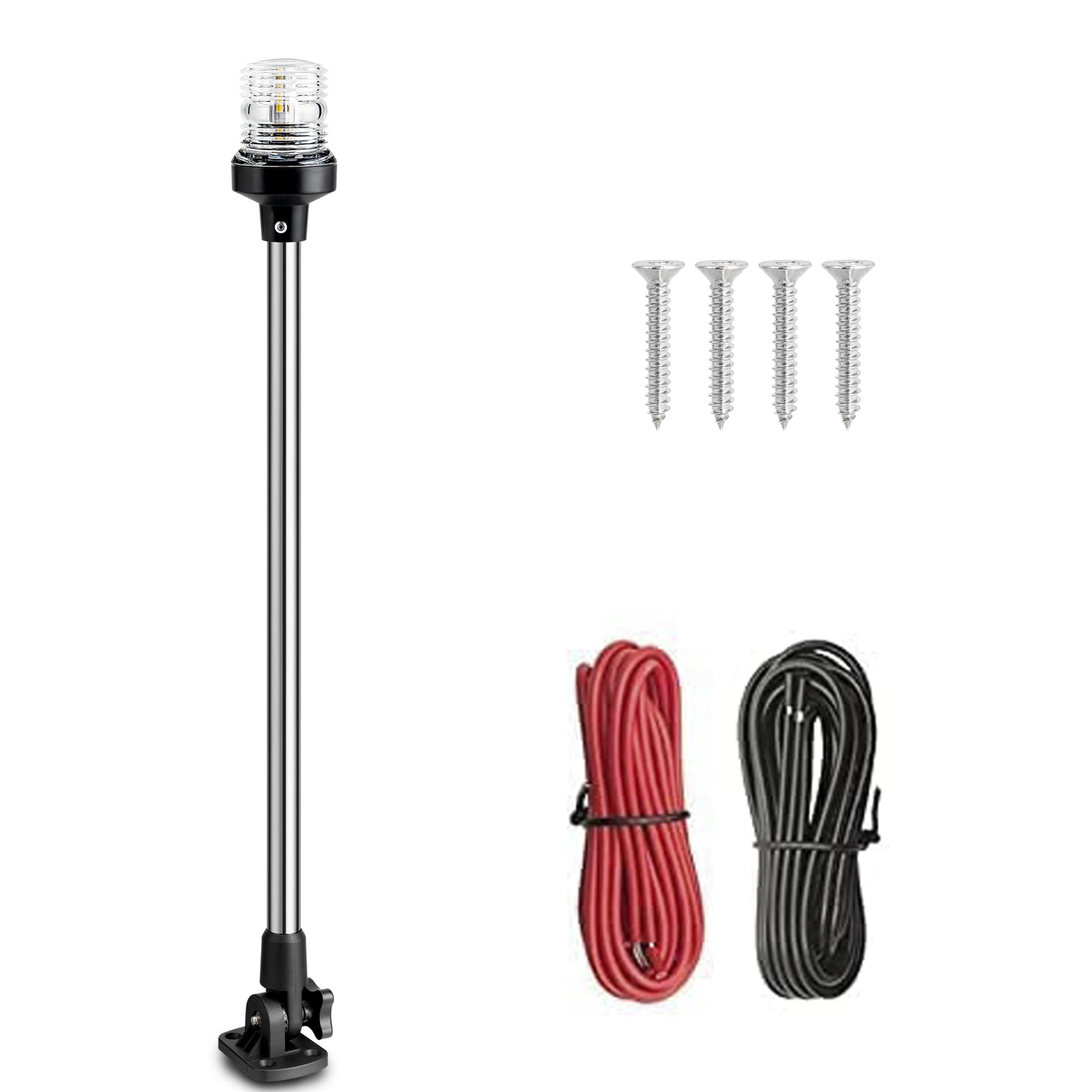 Young Marine Boat Anchor Light 3-Nautical Mile White Led Fold Down Stern Light For Pontoon And Fishing Boat All Round 360 White