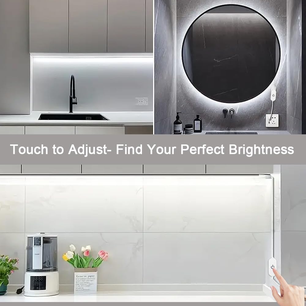Zslaifu Usb Led Light Strip  3.28Ft 5V White Led Strip Lights  Dimmable Mirror Led Lights Strip  Usb Light For Bedroom  Cabinet  Kitchen  Diy Lighting (Power Adapter Not Included)