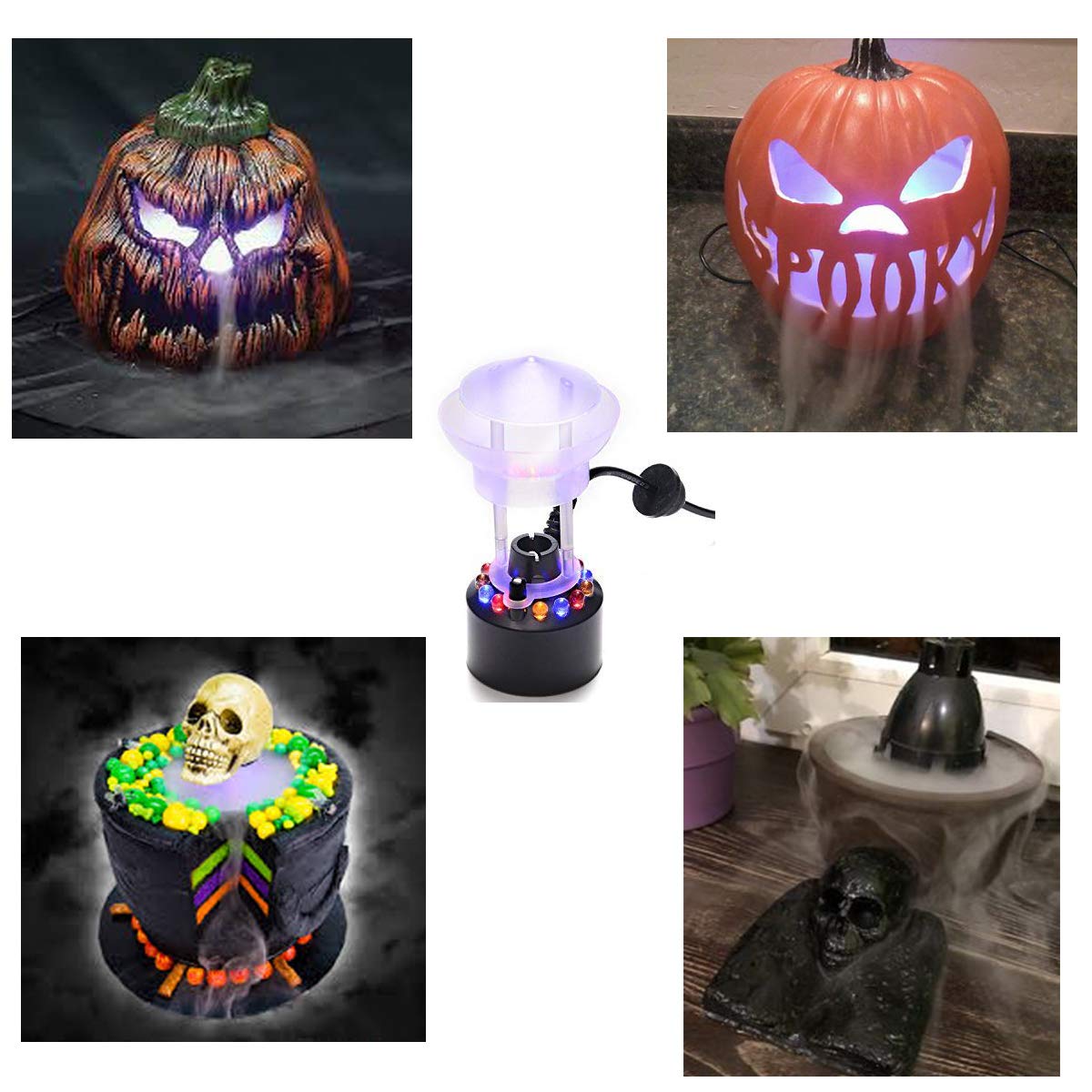Halloween Party Mist Maker,Ultrasonic Mist Maker Fogger With Waterproof Frame 12 Led Red Yellow And Blue Light Flashes For Halloween Decoration Water Fountain Pond Fogger And Rockery Fishtank Vase Bir
