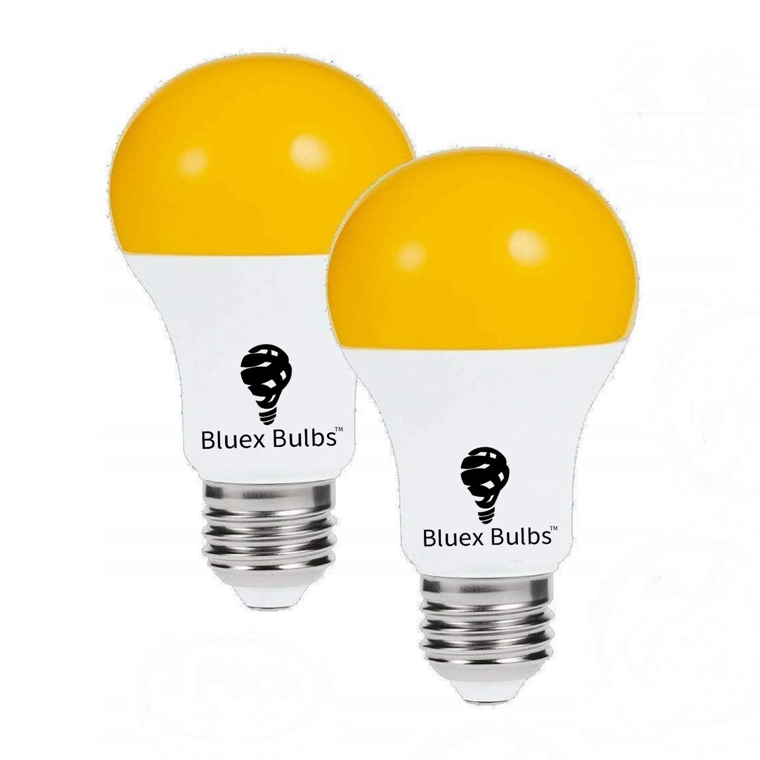 Bluex Bulbs 2 Pack LED Dusk to Dawn Bug Light Bulbs, Amber Light, Automatic Sensor, E26, 500 Lumens, Yellow, Model 2306