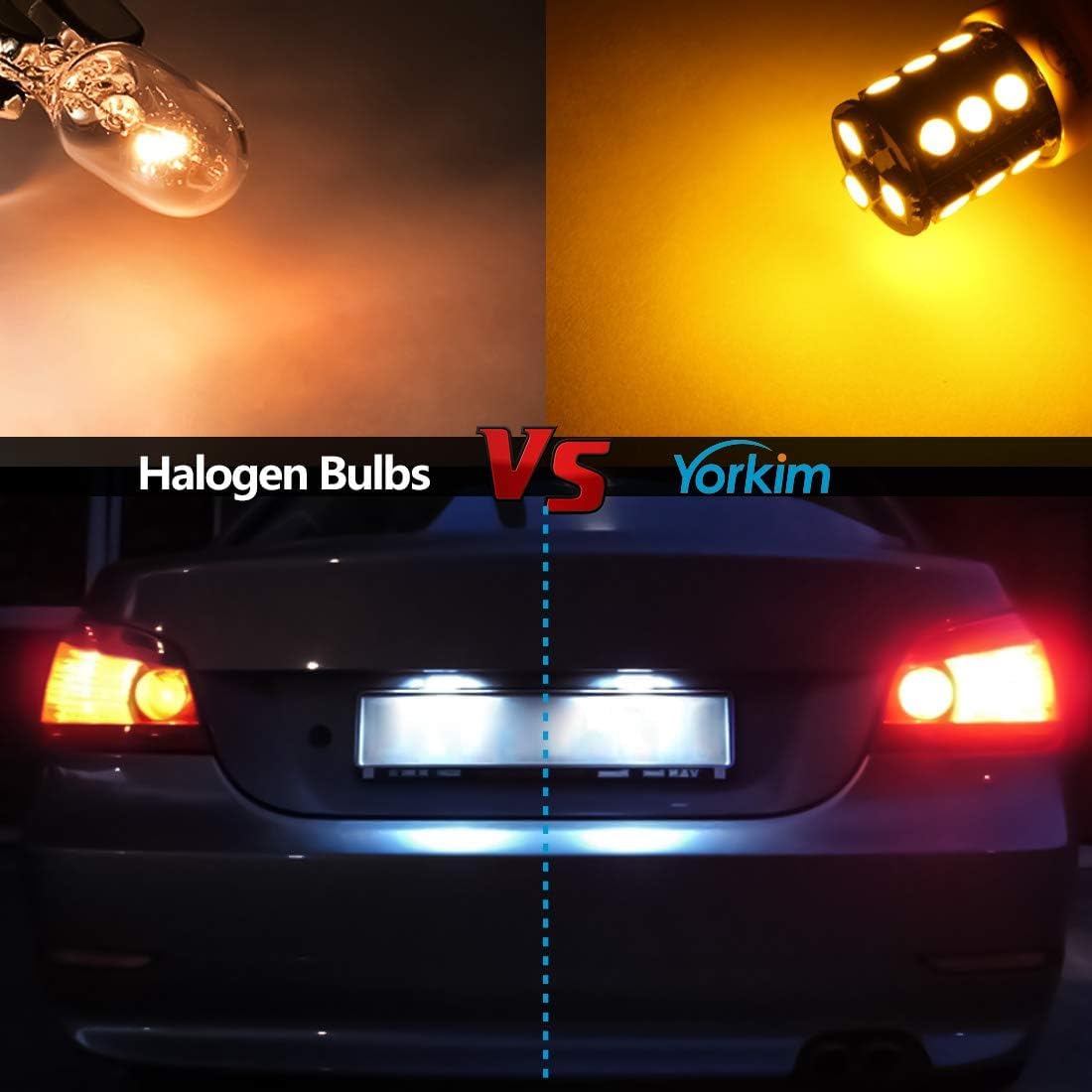 Yorkim 3157 LED Light Bulbs, Amber Yellow, Pack of 2, for Brake and Reverse Lights