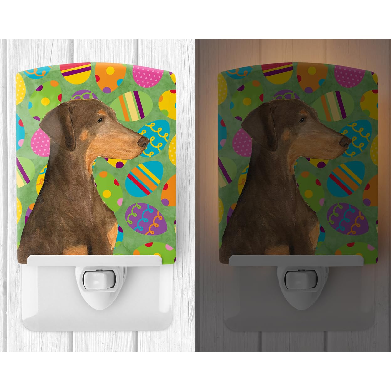 Carolines Treasures Ceramic Night Light, Doberman Design, UL-Certified, 6x4x3in, Multicolor, Model SS4824CNL