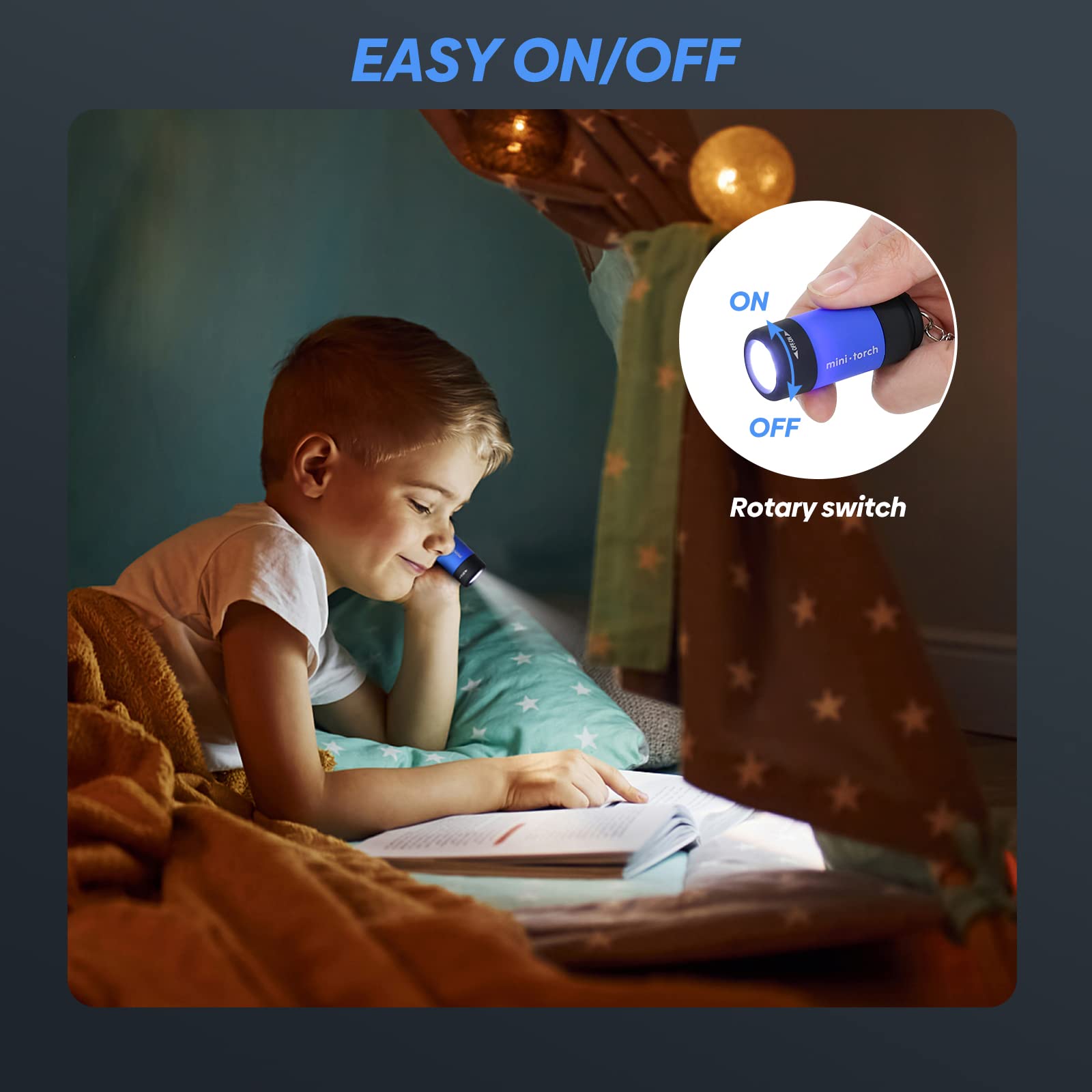 Tileon Mini Keychain Light - Usb Rechargeable Waterproof Flashlights, 3 Pack For Kids & Family
