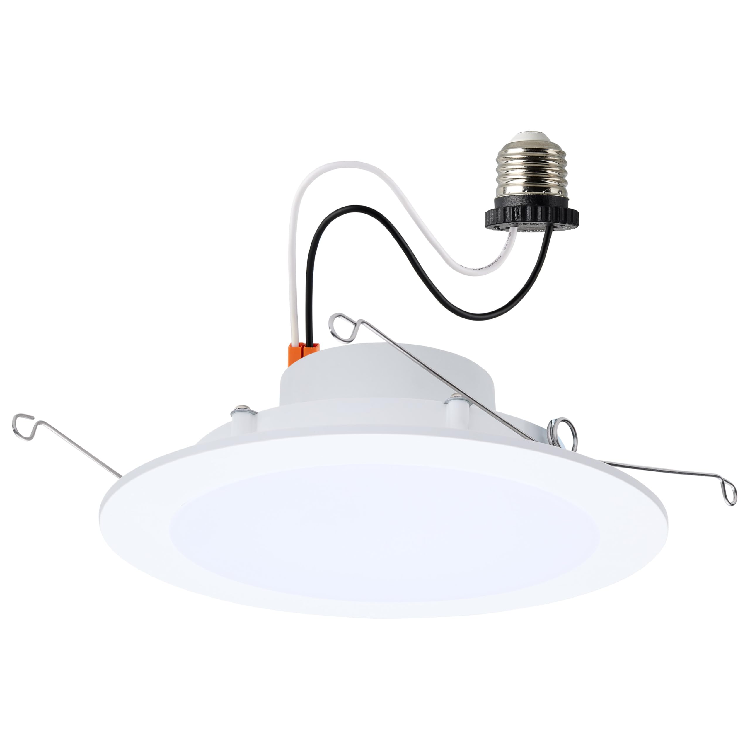 Satco 13W LED 6-Inch Downlight Retrofit CCT Selectable 2700K-5000K 900-1400 Lumens Flat Wafer Round Matte White IC Air Tight Ene