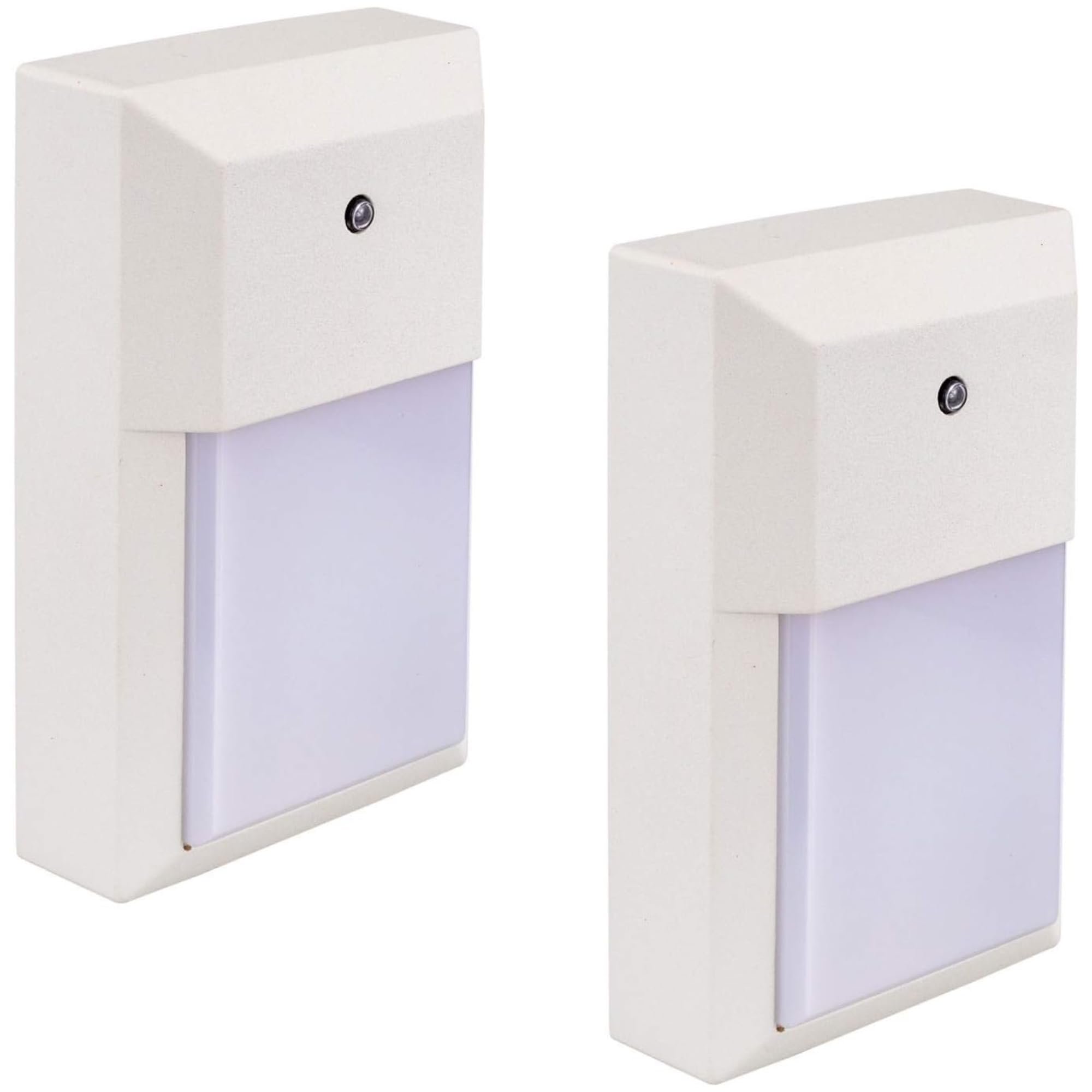 Lit-Path Dusk To Dawn Outdoor Wall Lantern  Led Wall Sconce For Porch Lighting Fixture 3000K  12W 1000 Lumens  Aluminum Housing Plus Pc  White Finish 2-Pack 