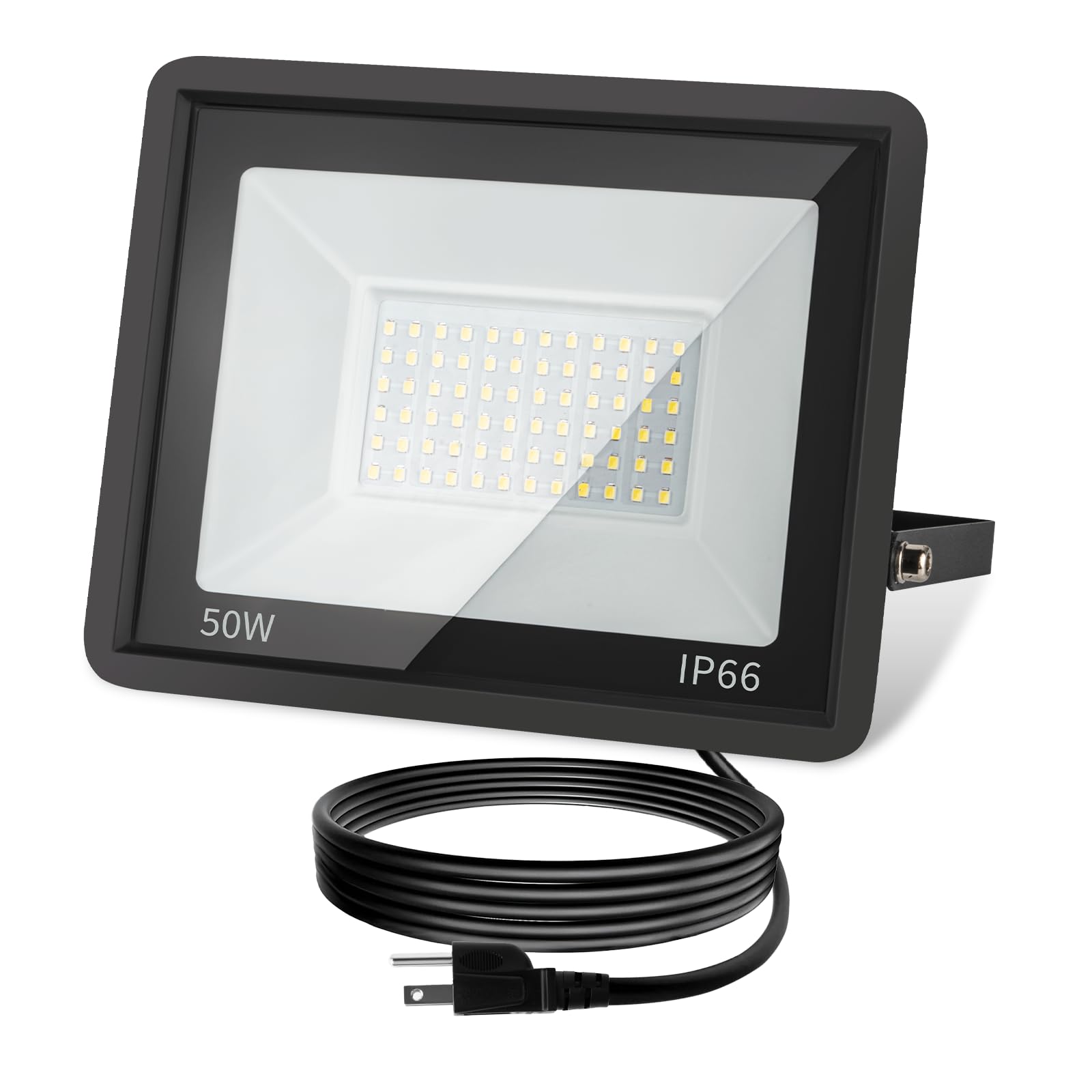 ZHPINGMX 50W LED Flood Light Outdoor, 5000LM Super Bright Floodlight Outside Work Light with Plug, 6500K Daylight White LED Floo