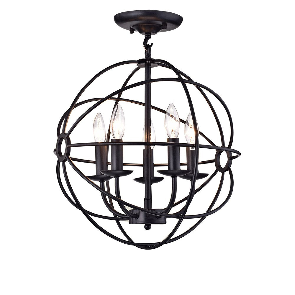Warehouse Of Tiffany 16&quot; Black-Finish Metal Chandelier Rl8133Bl - Stylish Lighting Fixture