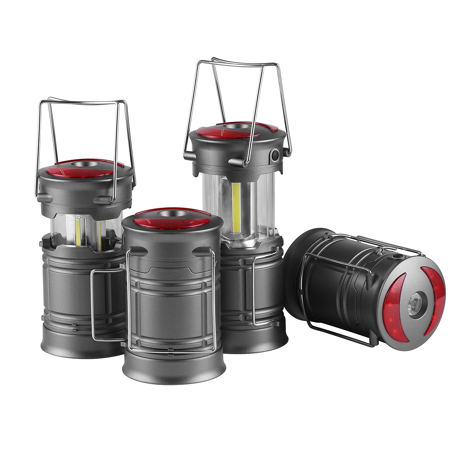 Lichamp 4 Pack LED Camping Lanterns, Battery Powered Lantern Flashlight COB Camp Light for Power Outages, Camping Supplies and H
