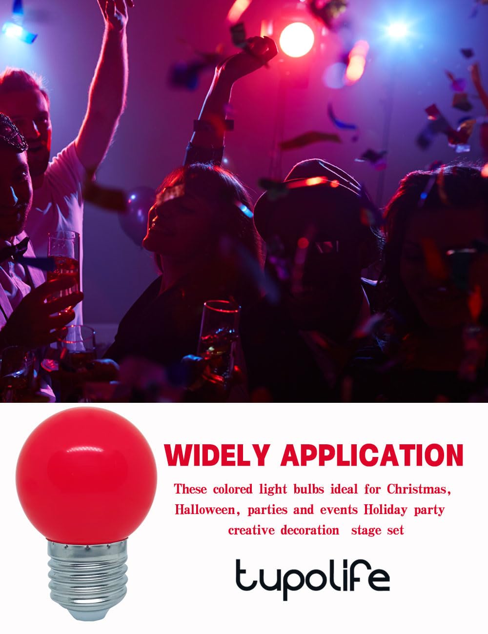 Tupolife Dc 12V Led Bulb  Low Voltage Light Bulbs  Red 1W G14 G45 Mini Globe E26 Colored Night Lights  10W Equivalent For Christmas Halloween Holiday String Fairy Mood Lights Decor  5 Pack