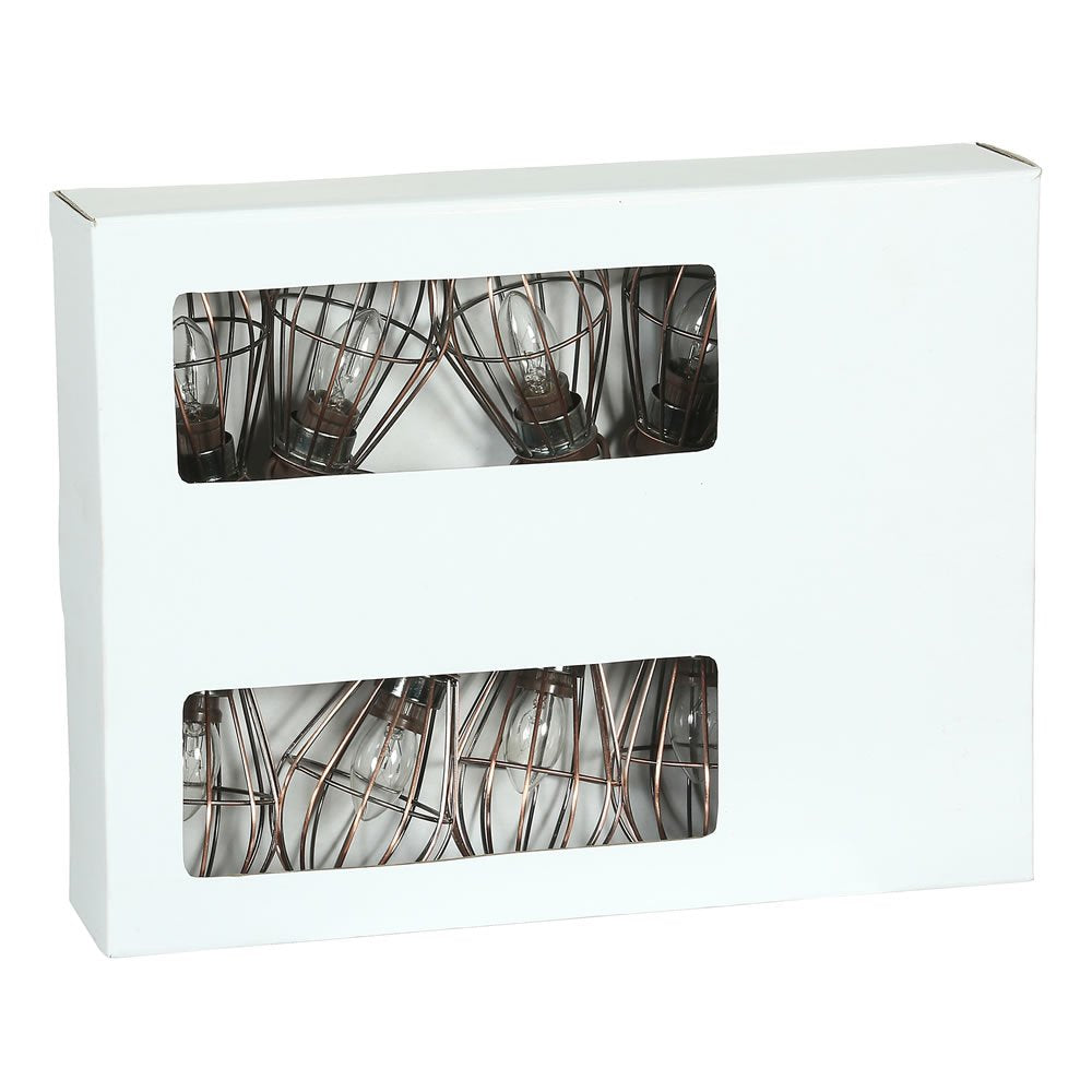 Vickerman 10Lt C7 Clear Bulb With Copper Metal Lamp Cage Set, Ul, Brown Wire With 24&quot; Spacing, 20' Long