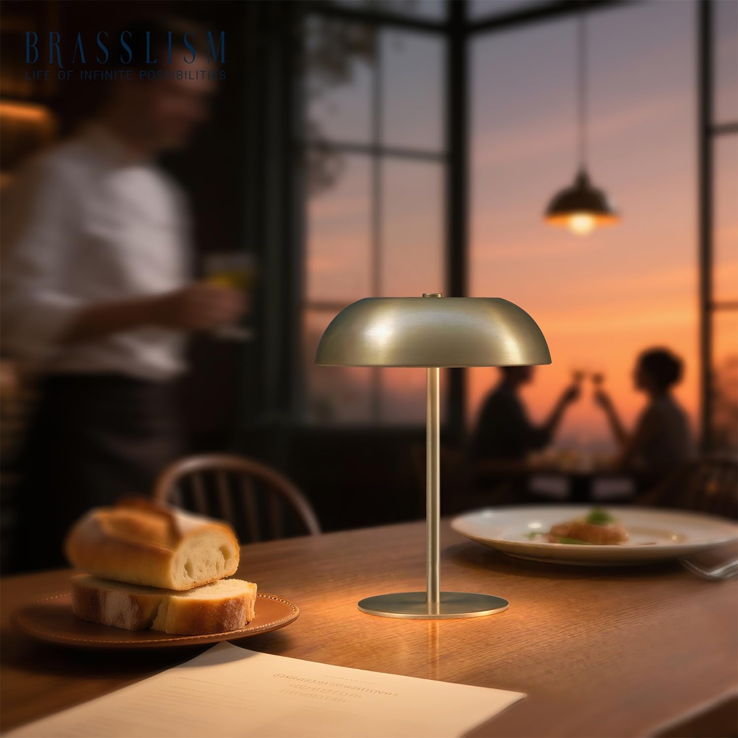 Brasslism Gold Cordless Table Lamp - Rechargeable Touch Lamp With 3-Color Dimming & Adjustable Height Battery Powered Lamp For Bedside  Bar  Desk  Outdoor Patio Restaurant Modern stylish Decor