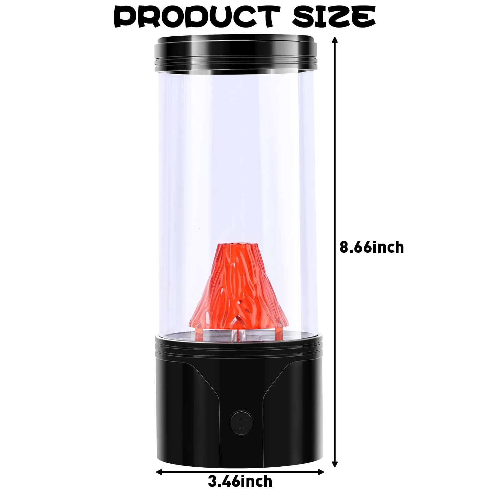SENCU Volcano Lamp - Realistic Eruption Night Light, USB/Battery, Black, Model: Volcano Lamp-00698y, Ideal for Kids & Adults