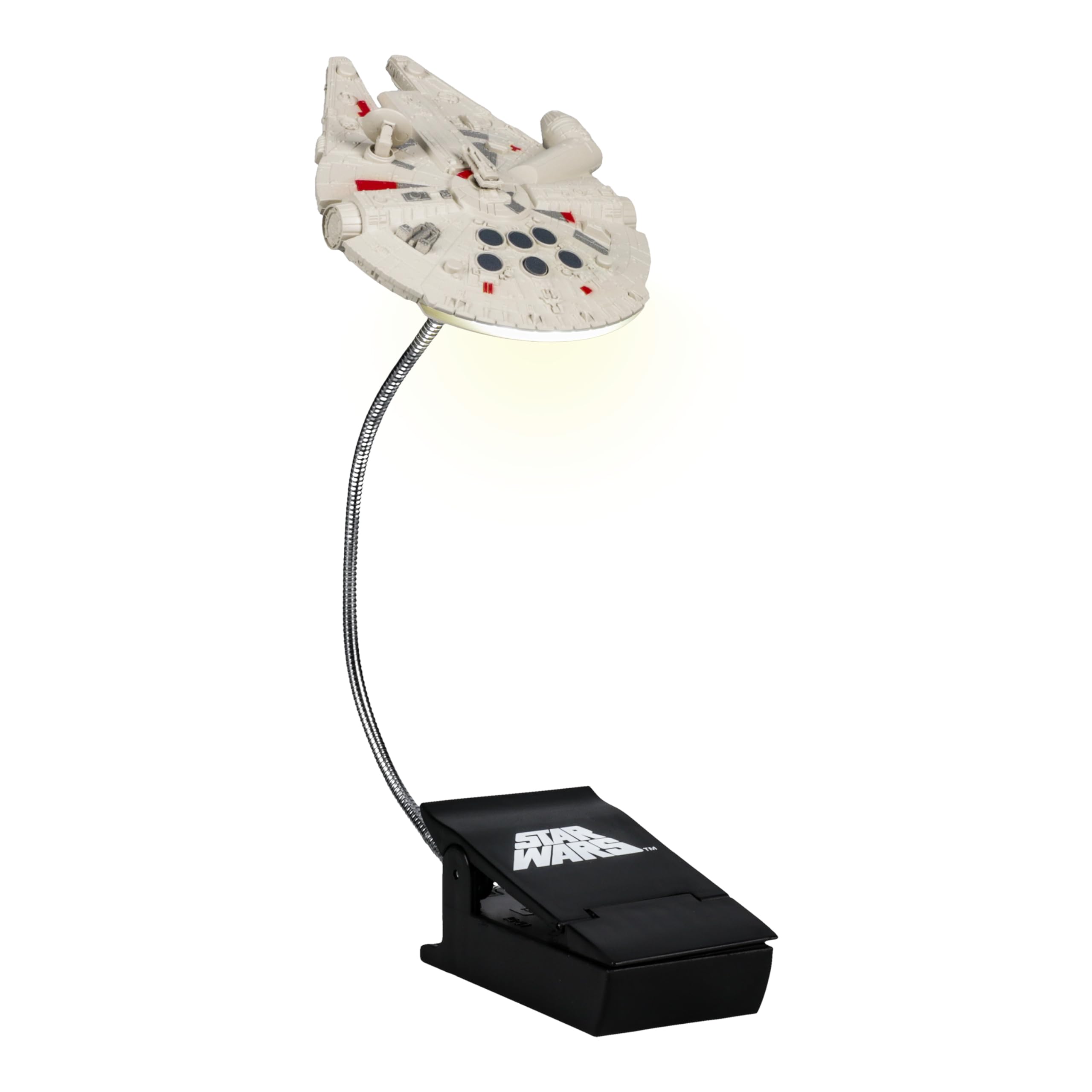 STAR WARS Millennium Falcon Clip On Book Light - Flexible Cable, 3 Light Modes, Battery Powered, Multicolor, Model 12712