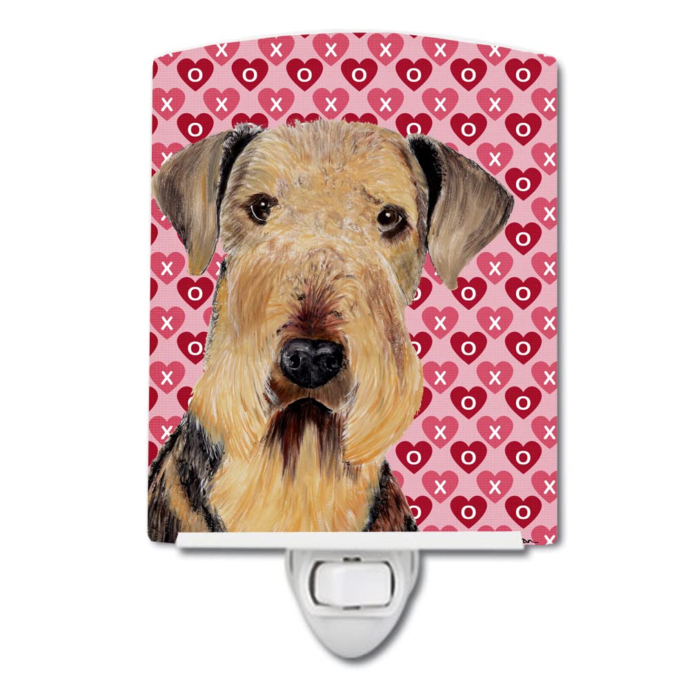 Carolines Treasures Night Light, Airedale Hearts, Ceramic, 6x4x3in, Multicolor, Model SC9266CNL