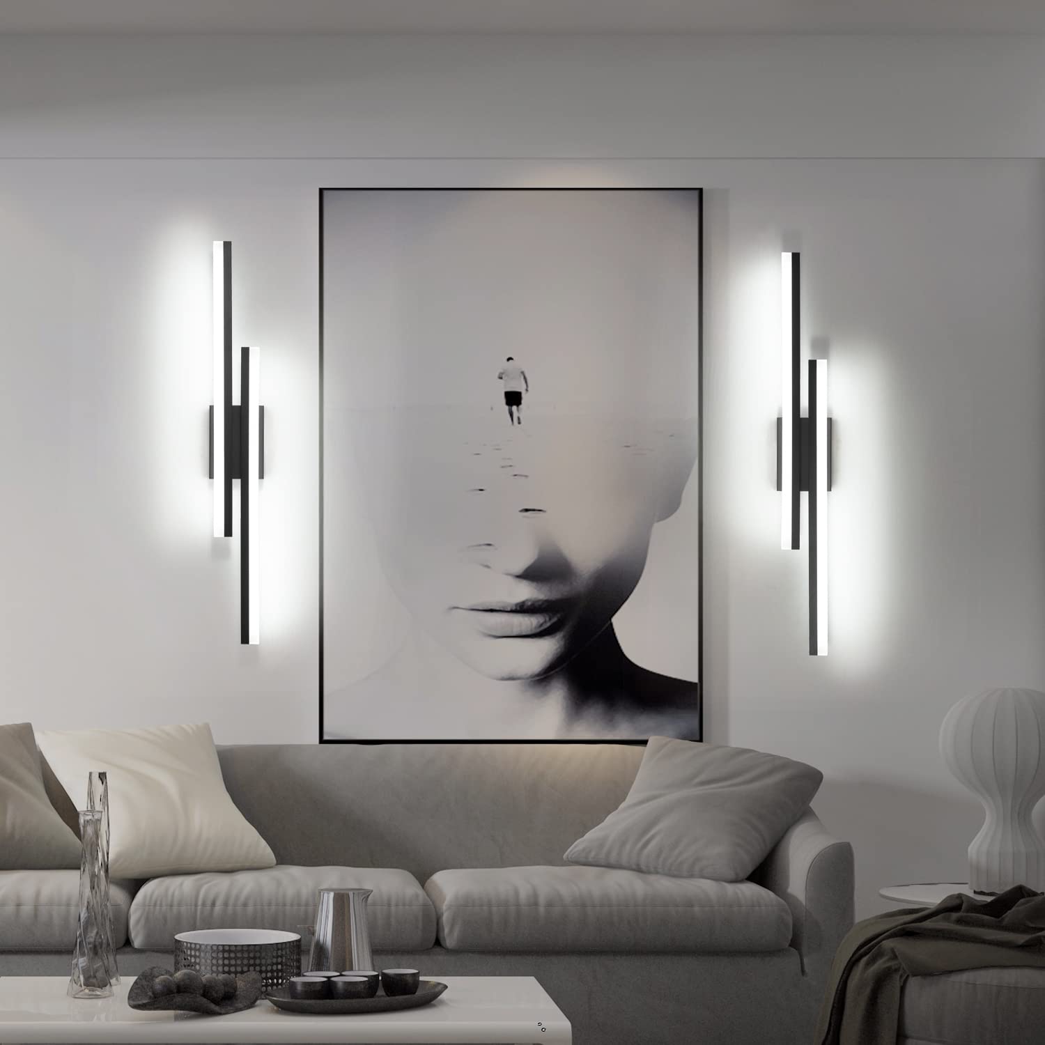 PRESDE 32in Black Dimmable LED Vanity Light Fixture - Modern Acrylic Bathroom Lighting (Cold White 6000K) Model 6660-815mm