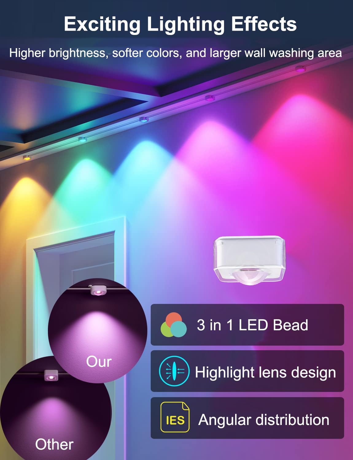 Seyxicnor 50Ft Permanent Outdoor Lights, 63 Scene Modes Smart Rgbw Outdoor Christmas Lights With Remote App Control, Ip67 Waterp