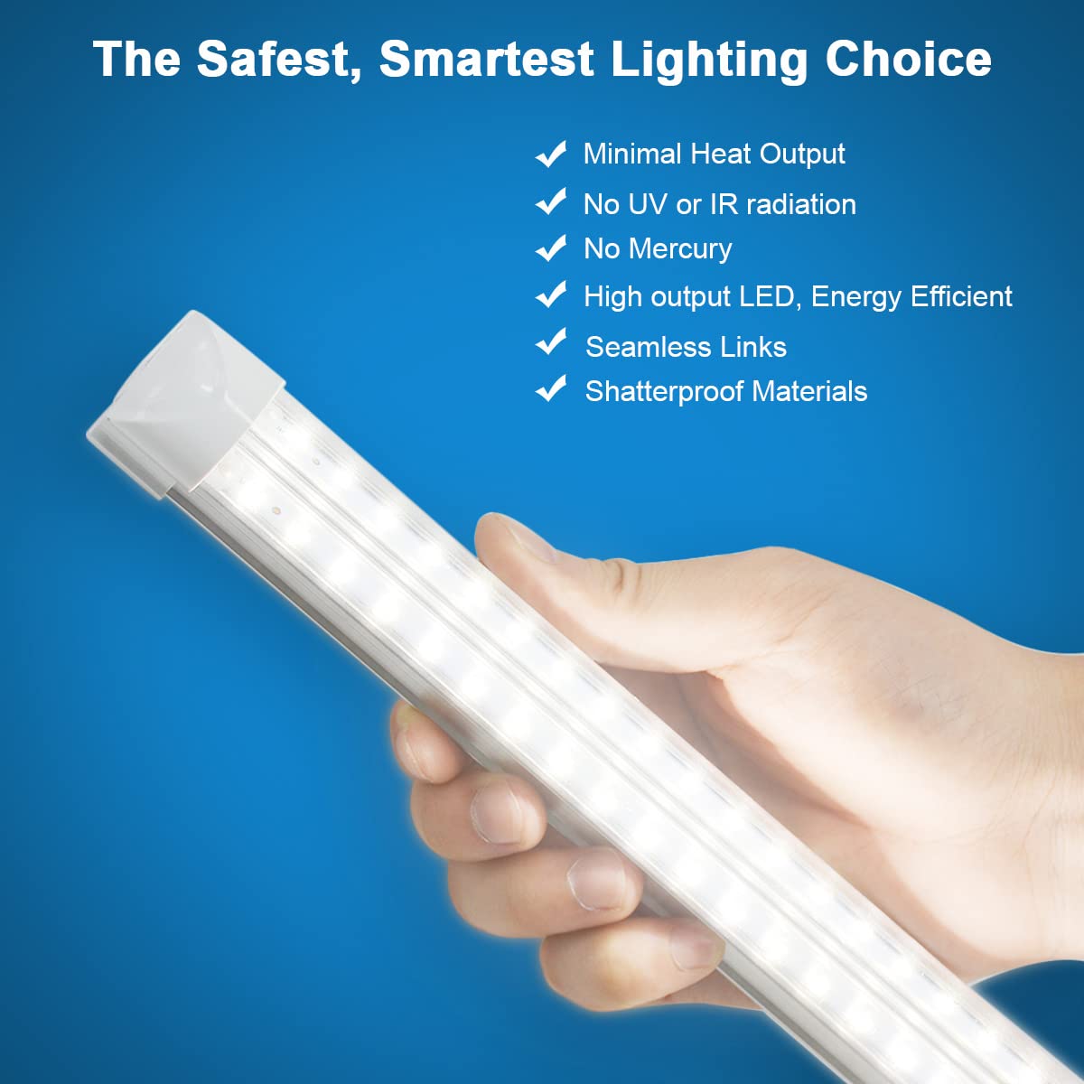 Shopled 6Ft Led Shop Light, 54W 7020Lm, Cool White V Shape, Linkable T8,