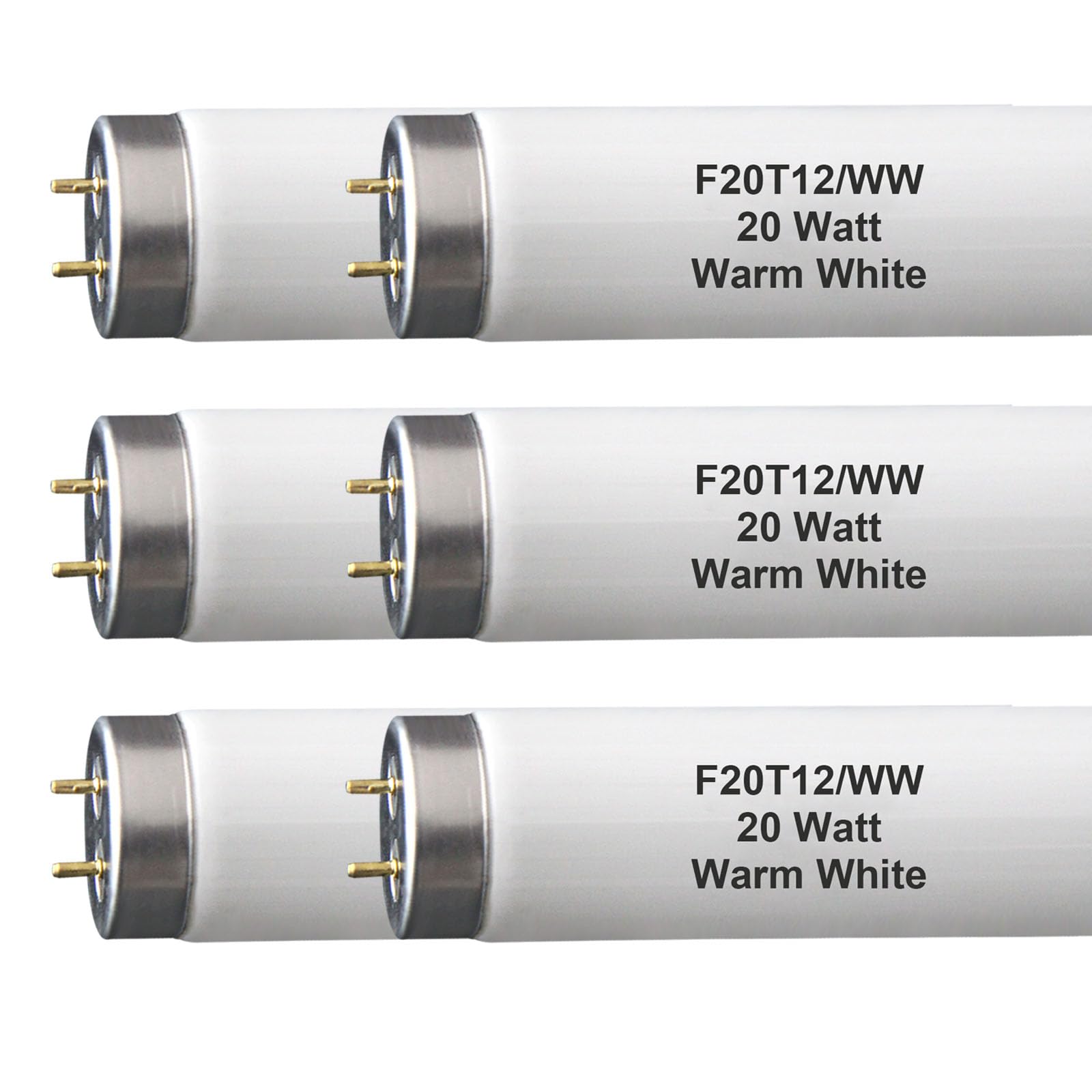 Ignixlite (6Pack) F20T12/WW T12 20W 2ft Fluorescent Tube Light Bulb F20T12/DSW/RP Soft Warm White 24 inch  Enhanced Kitchen and Bath 1150 Lumen  20 watt 3000K