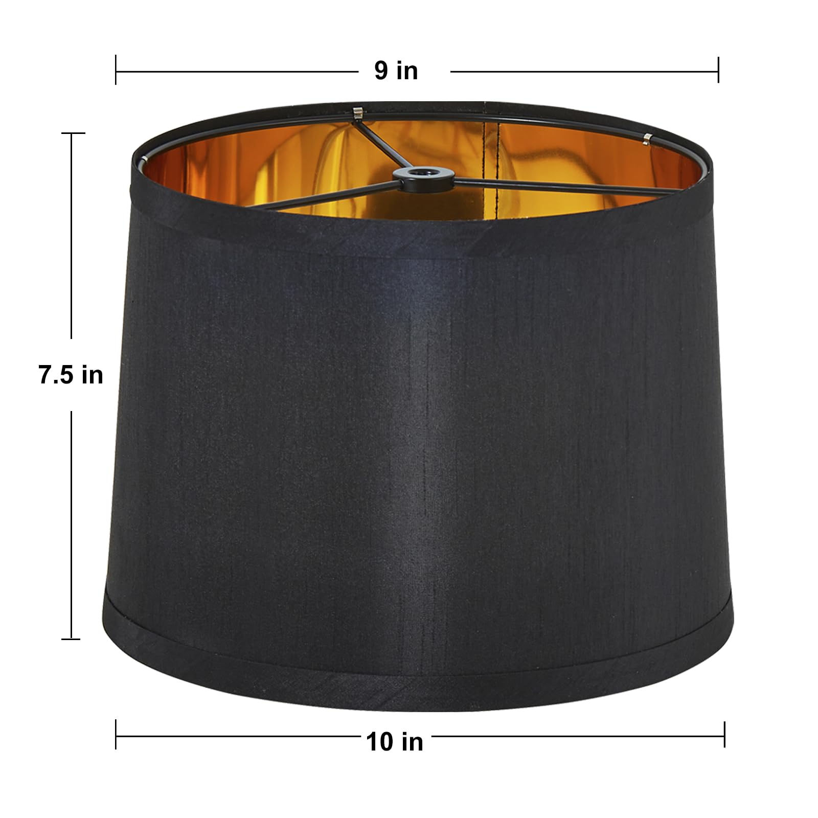 Set Of 2 Drum Lamp Shade 9" Top X 10" Bottom X 7-1/2" High (Spider) Silk Look Black Color For Medium Size Table Lamps & Wall Sconces Replacement Lampshade By Onext