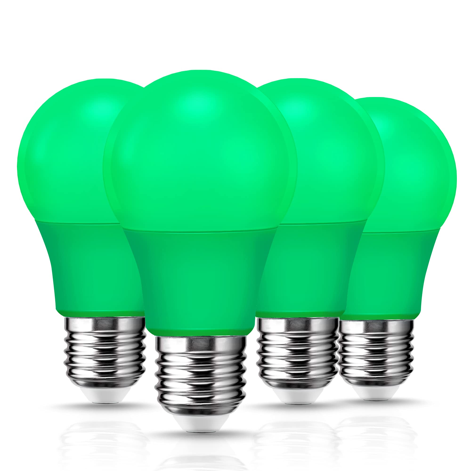 Flaspar 4 Pack A19 Led Green Light Bulb  9W (60Watt Green Colored Light Bulbs Equivalent)  E26 Base Led Green Lights For Christmas Halloween Light Bulb  Party  Porch  Home Lighting  Holiday Lighting
