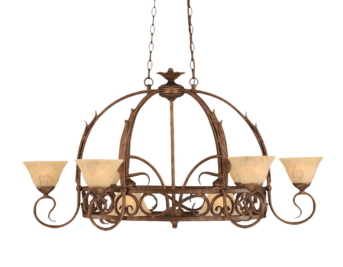 Toltech Lighting 216-Brz-508 7-Inch Leaf Eight-Light Pot Rack With Eight-Hooks Bronze Finish With Italian Marble Glass