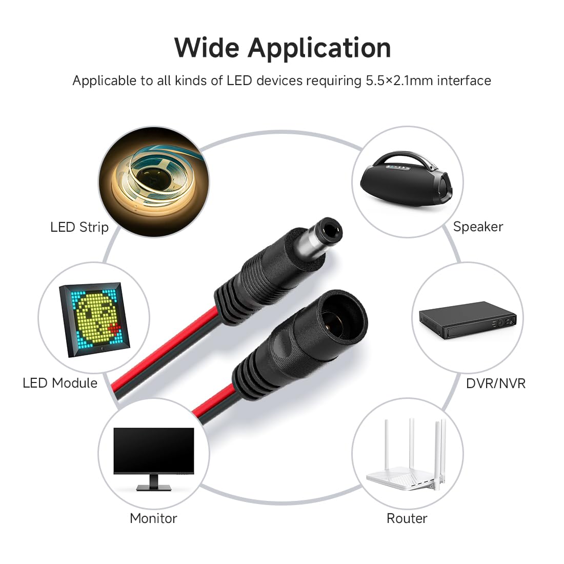 Btf-Lighting 10 Pairs 16Cm 20Awg Barrel Plug Connector 5.5Mm X 2.1Mm Male/Female To Wire Dc Power Pigtail Cable Connector Plug F