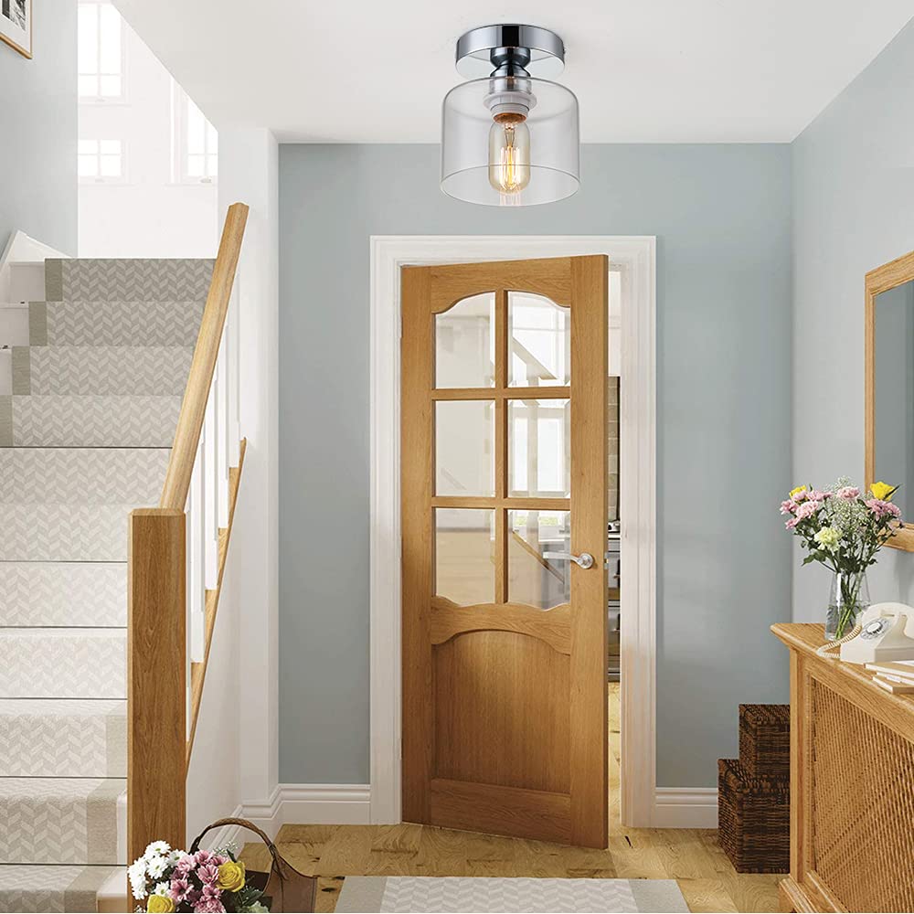 Modern Semi Flush Mount Ceiling Light, Rustic Ceiling Light Fixture For Closet, Hallway, Kitchen, Dining Room, Hallway, Farmhous