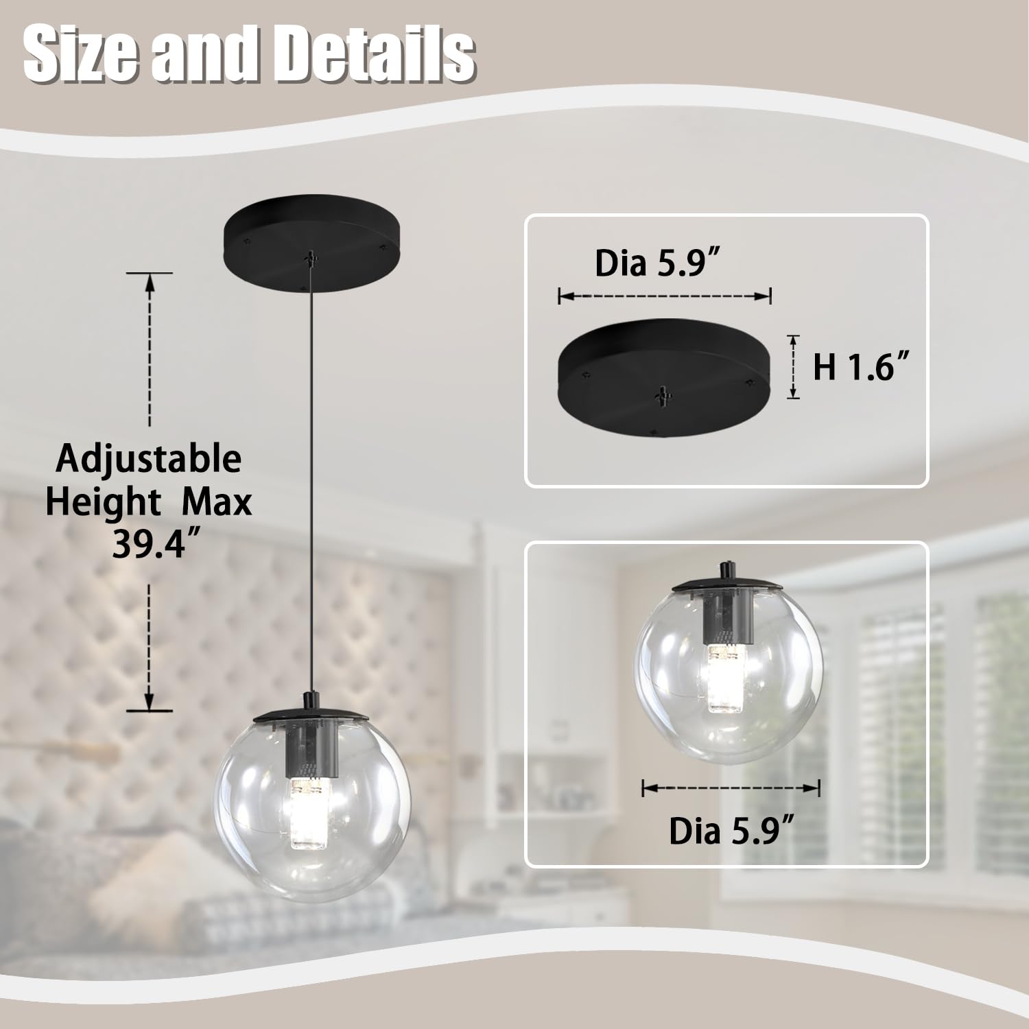 Ykolupty 3-Light Small Chandelier Led Modern Glass Globe Pendant Light Chandeliers For Entryway Lighting Fixture Bedroom And Din