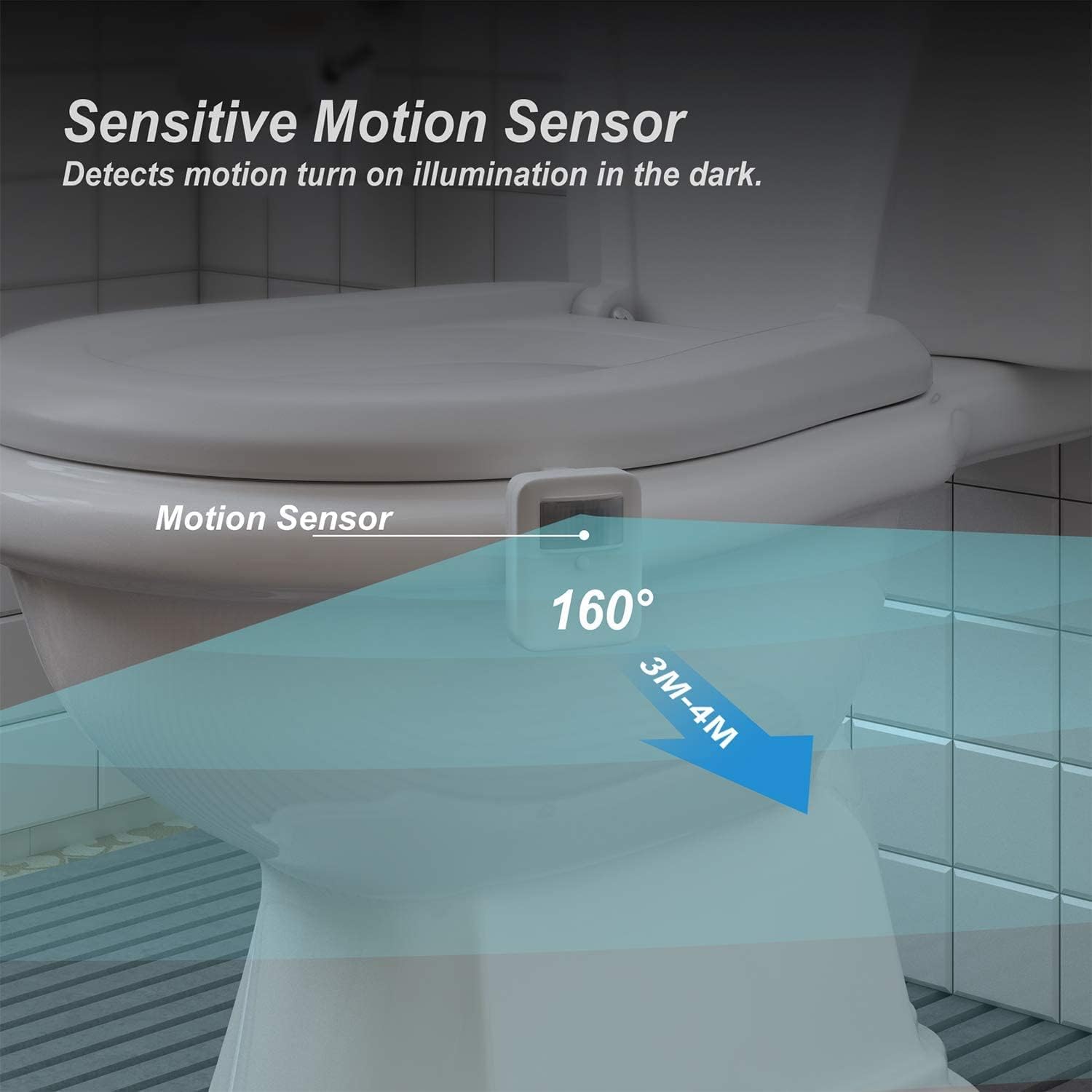 Witshine Toilet Light - Motion Sensor LED Night Lights, Rechargeable, 3-Pack, Multicolor, Model 550plus