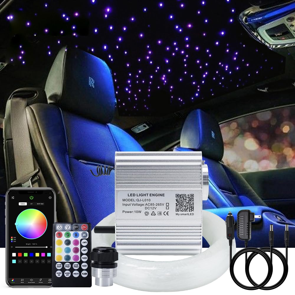 Akepo Fiber Optic Lights Kit 10W Rgbw Twinkle + Music Effect, 450 Strands 9.8Ft/3M, Multicolor, Remote Control