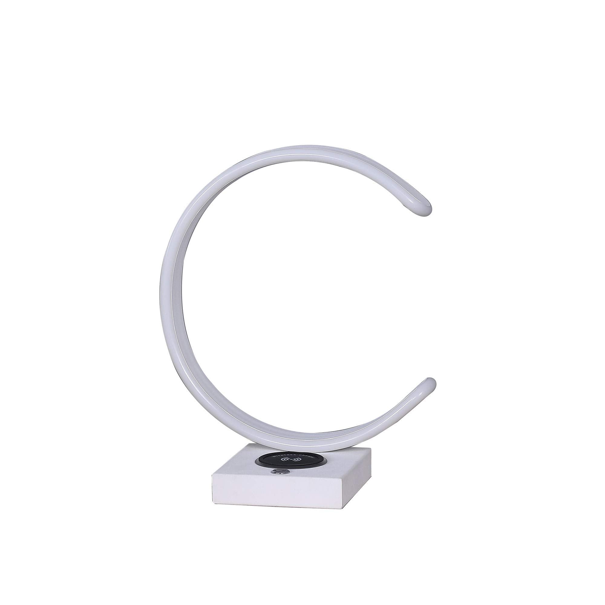 Benjara Bm233926 13.5 X 6.25 X 10.5 In. Metal C Shaped Table Lamp With Usb Plugin, White