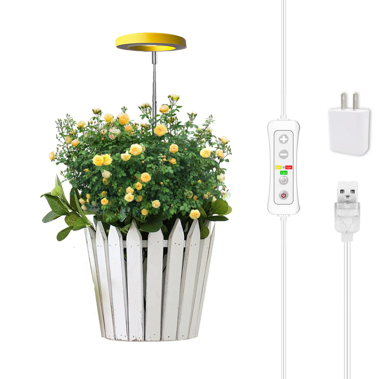Yadoker Plant Grow Light, Led Growing Light Full Spectrum For Indoor Plants,Height Adjustable, Automatic Timer, 5V Low Safe Voltage,Idea For Small Plant Ligh