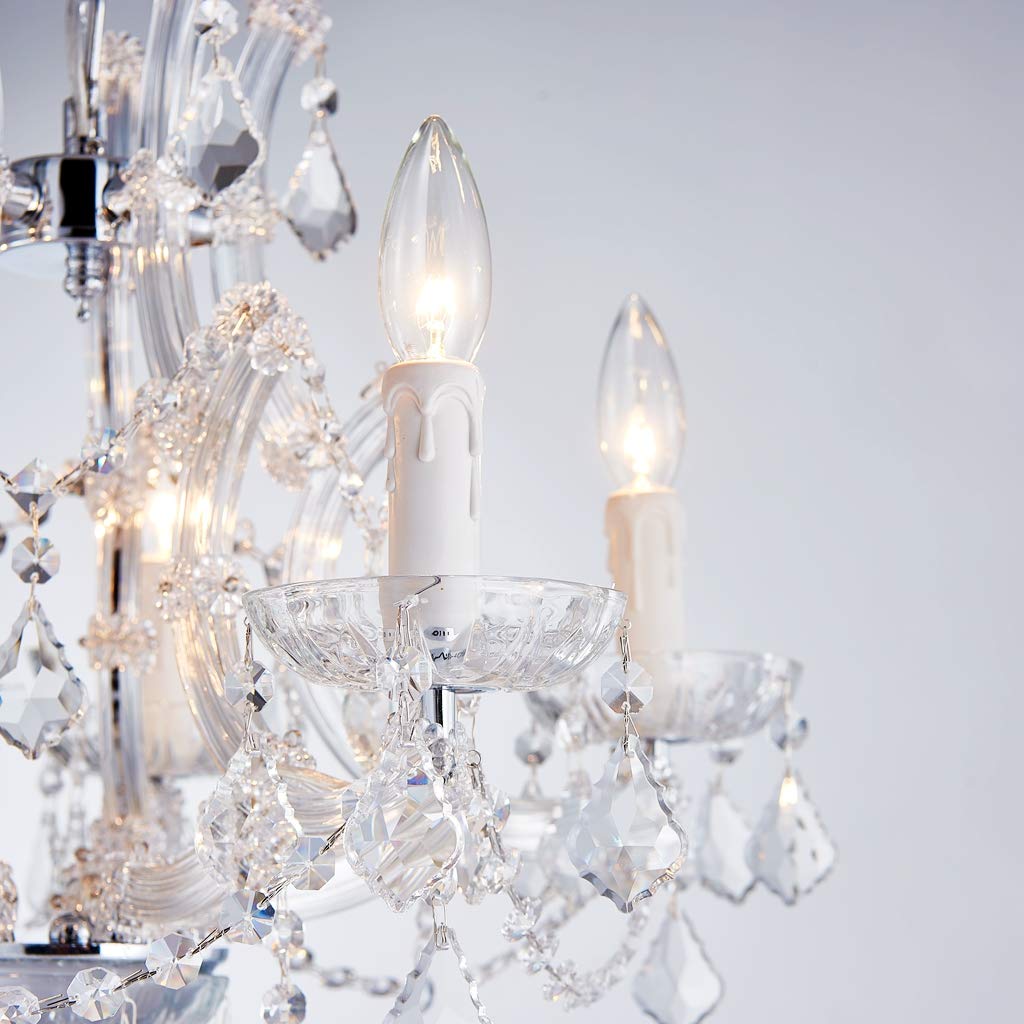 SM Saint Mossi 5-Light Crystal Chandelier, Modern K9 Crystal Pendant Lighting, H22 x W20, Silver Finish, Model SM-DY-19085
