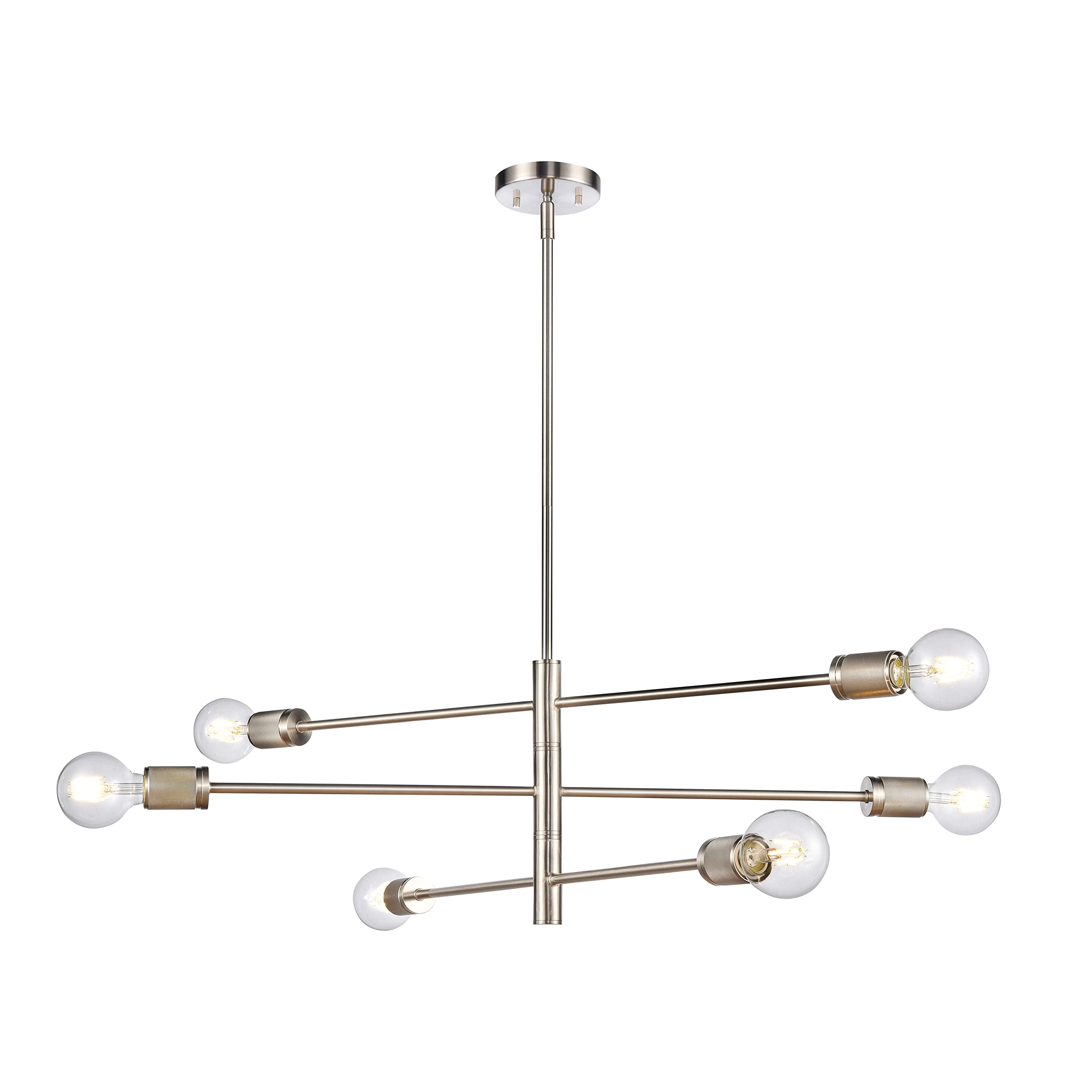 Elk Home 34&quot; Wide 6-Light Chandelier, Satin Nickel Finish, Alloy Steel, Modern Design