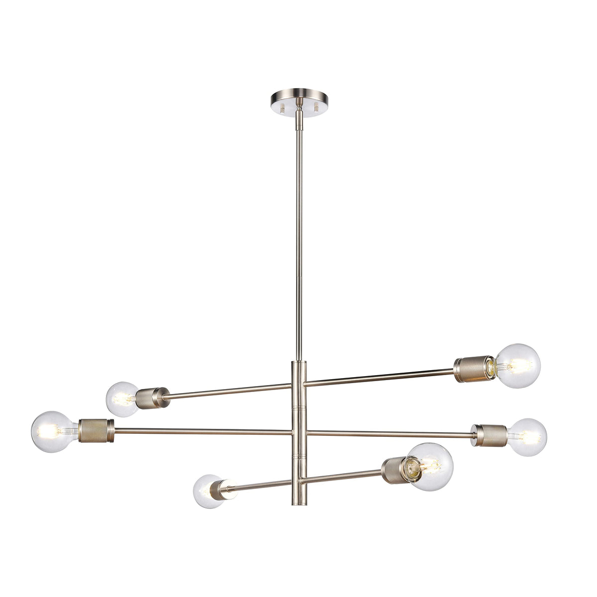 Elk Home 34&quot; Wide 6-Light Chandelier, Satin Nickel Finish, Alloy Steel, Modern Design
