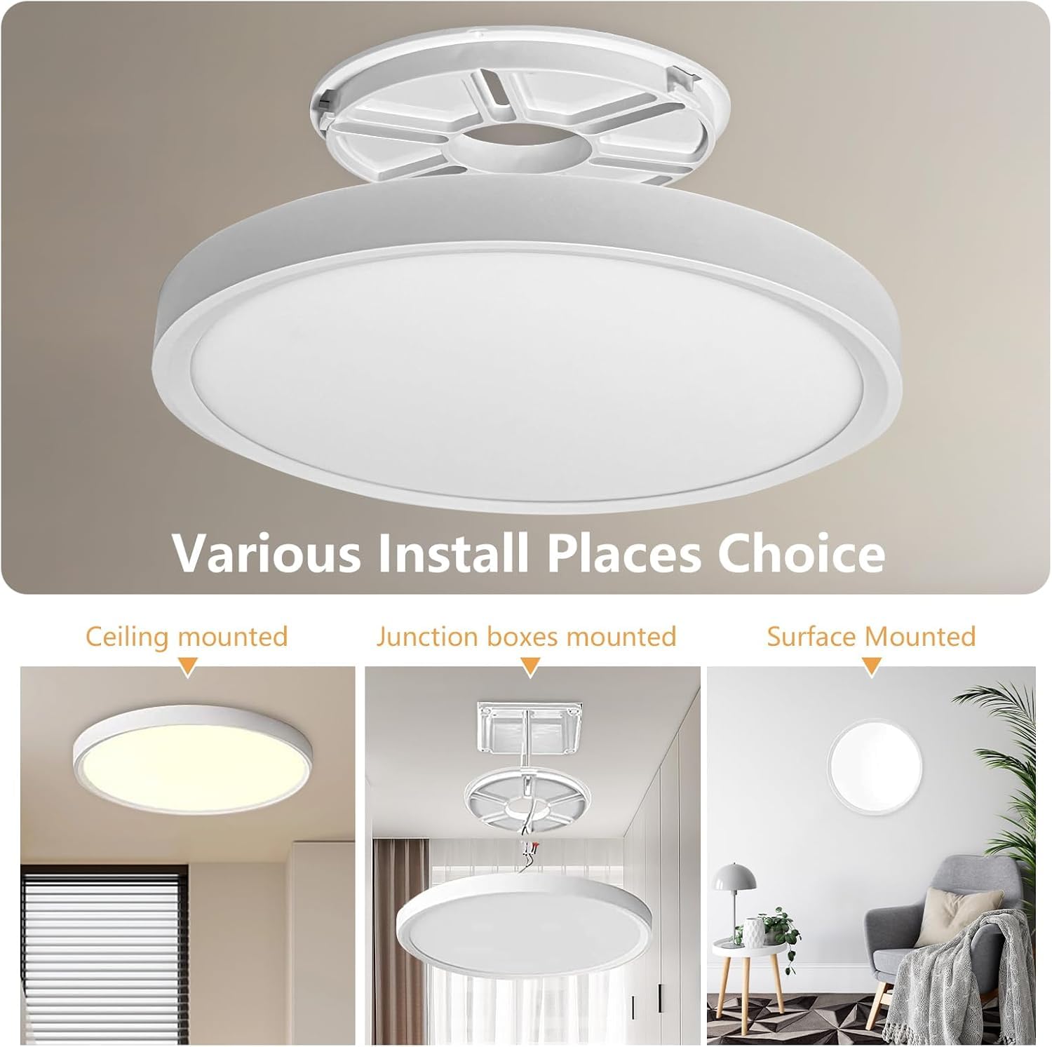 Offiy 12Pk 12 Inch Led Flush Mount Super Slim Ceiling Light, 24W, 2520Lm, 3000K/4000K/6000K Cct Selectable, Close To Ceiling Rou