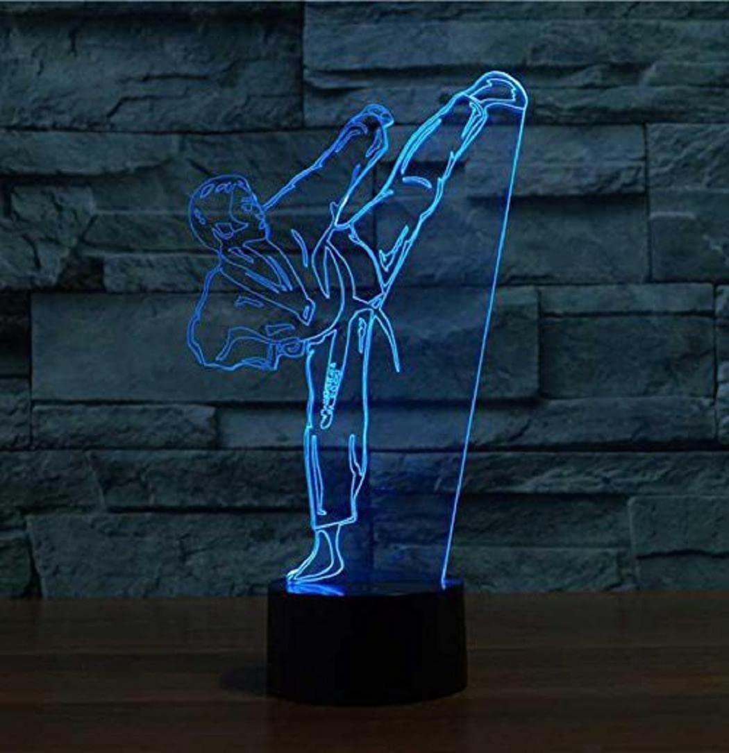 YTDZLTD 3D Taekwondo Night Light - 16 Colors, USB Power, Touch Switch, Clear Decor Lamp