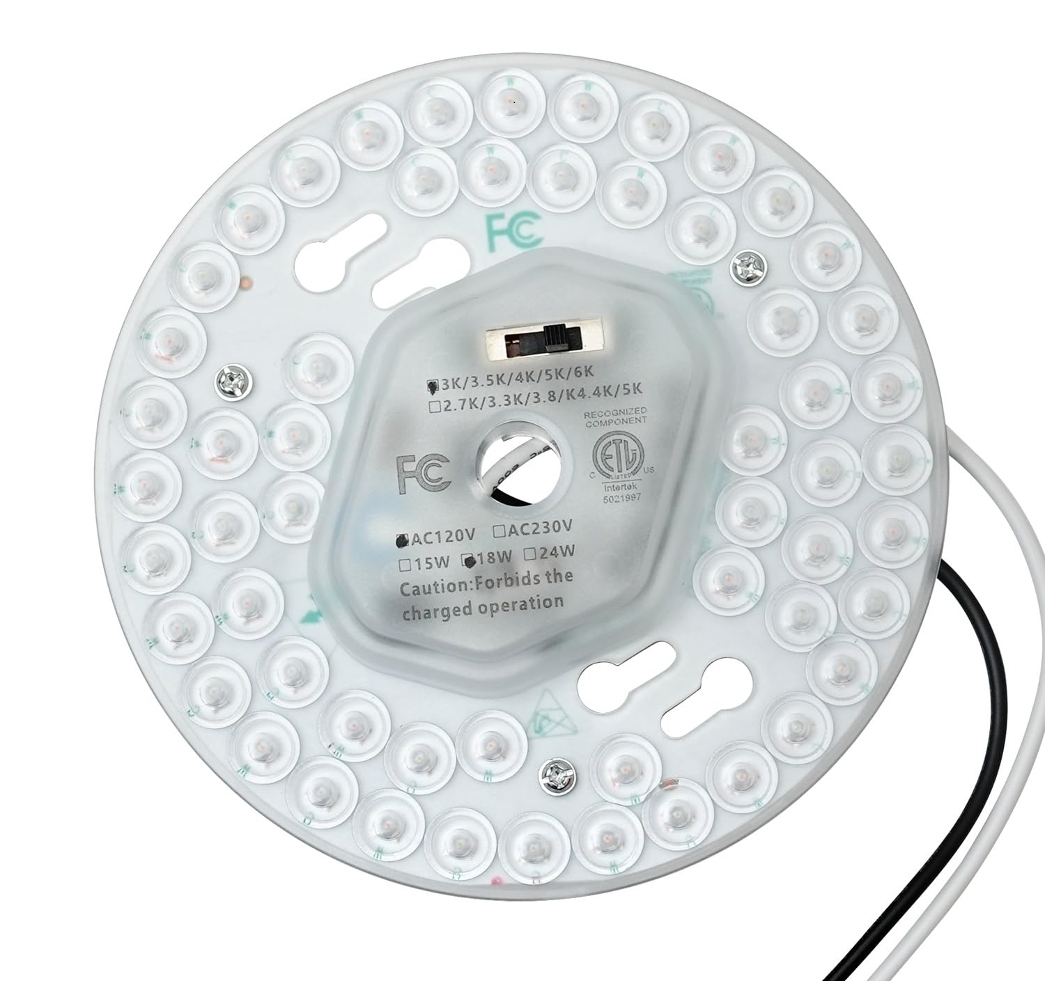 Haoledi 5.12'' Led Ceiling Fan Light Retrofit Kit 18W 2100Lm Ceiling Light Replacement Pcb Board 5Cct 3000K 3500K 4000K 5000K 6000K Adjustable 120V Cri90 Dimmable(18, Watts)