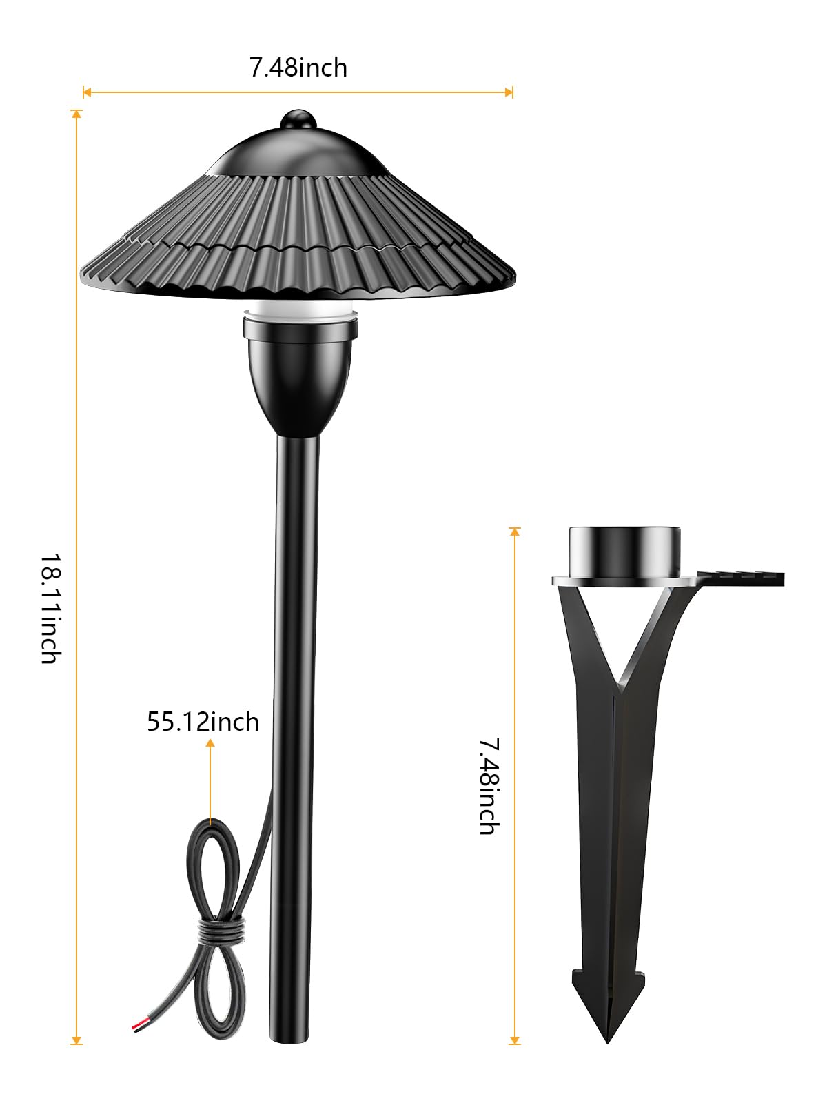 ZUCKEO Low Voltage Landscape Lights, 12V-24V, IP66 Waterproof, 3000K, 5W, Black, 12Pack