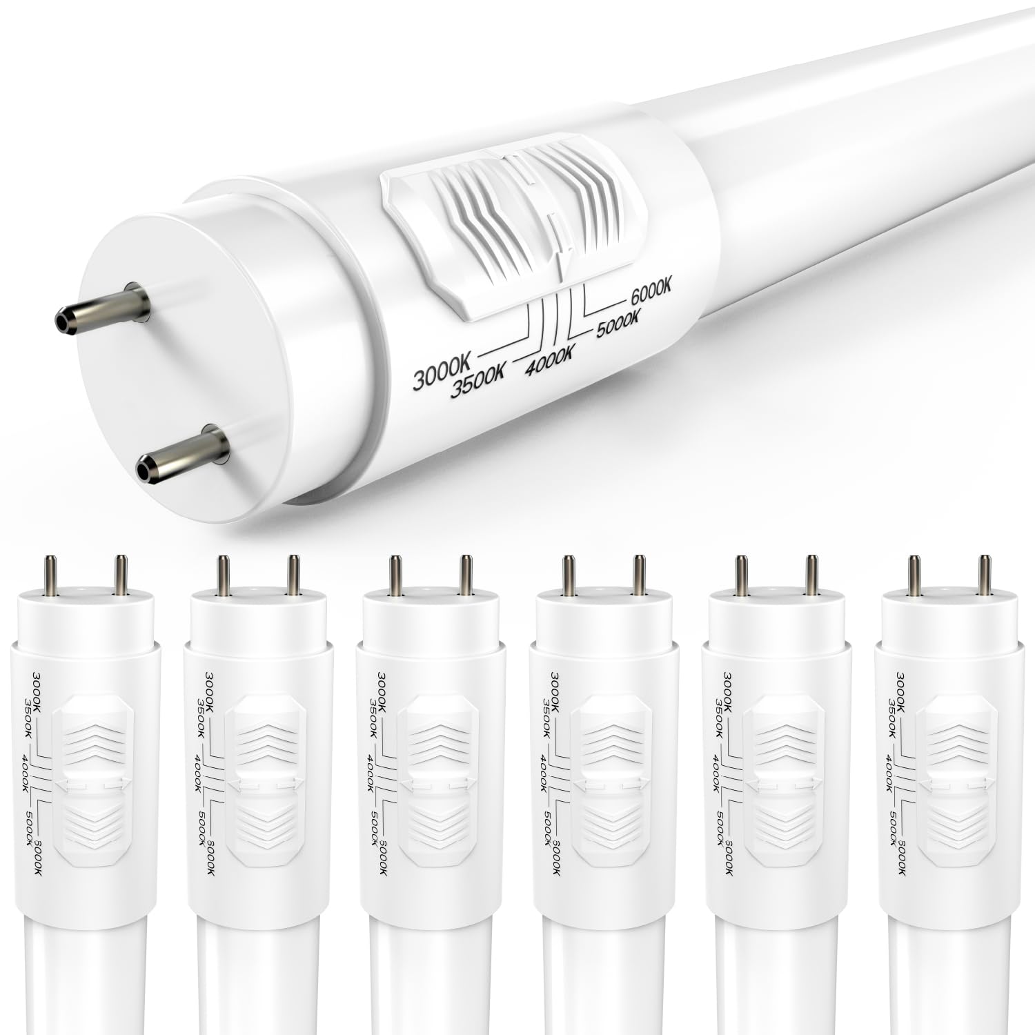 Sunco T8 LED Bulbs 4 Foot, 18W, 2200 LM, Selectable CCT 3000K/3500K/4000K/5000K/