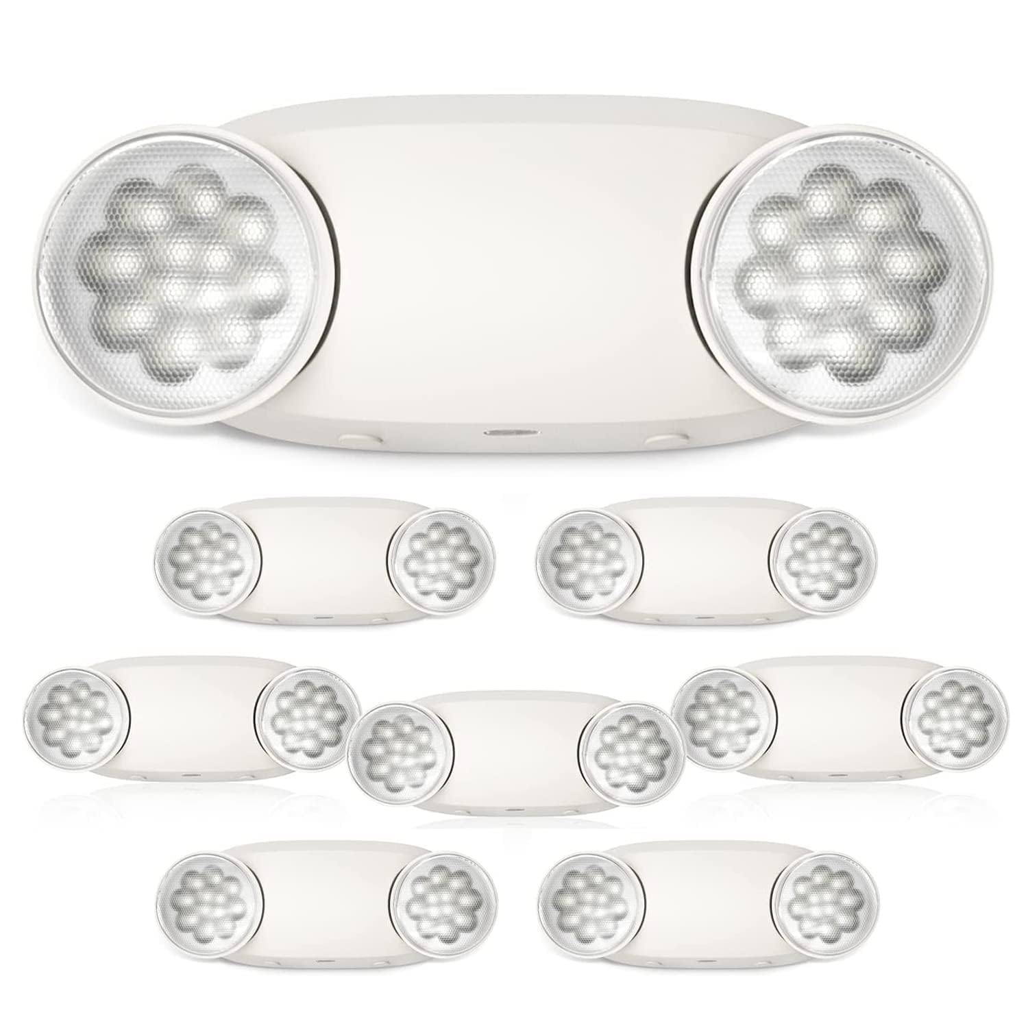 FREELICHT 8 Pack Emergency Lights for Business, Hard Wired, LED Emergency Lights with Battery Backup, 2 Heads Adjustable Commerc