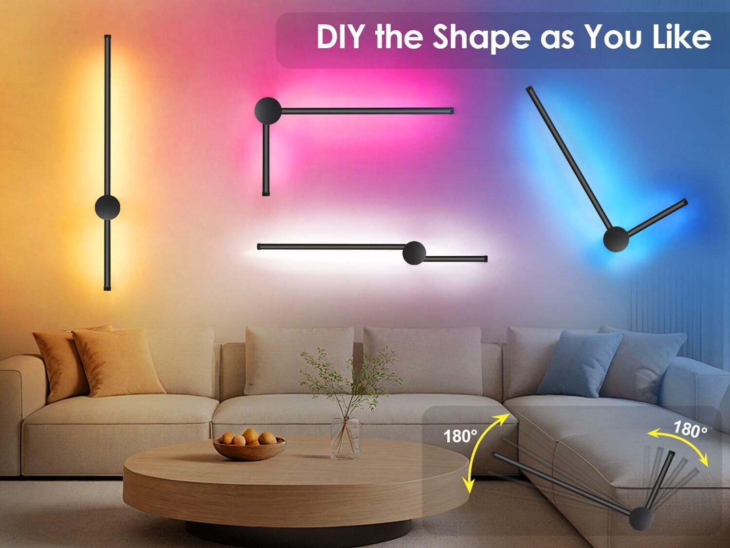 GOODATE 23.6 Inch Battery Operated Wall Sconces Set of Two, Dimmable LED, Remote Control, Black, 12000mAh Rechargeable, Model DC-CGZ