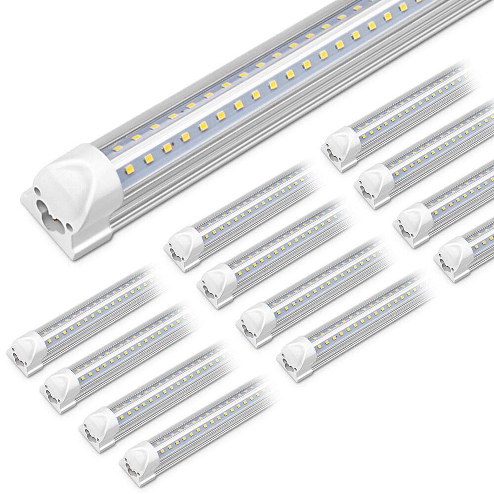 Kihung (12-Pack) 8Ft Led Shop Light Fixture, 75W, 9750Lm, 6000K, 96'' T8 Tube Light, 8 Foot Linkable Led Bulbs For Garage, Warehouse, V Shape, 8’ Led Strip, Clear Lens, Hardwired Installation