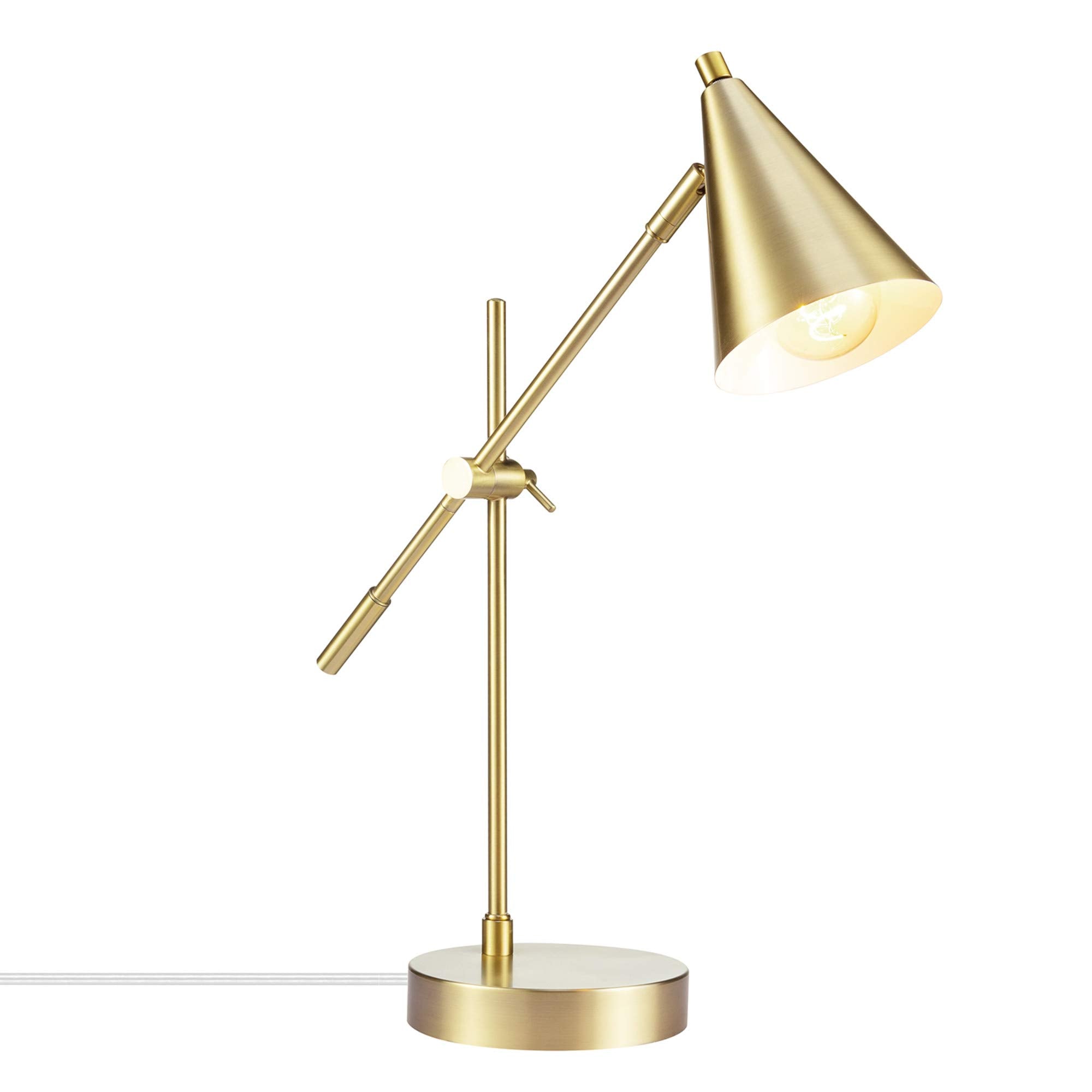 Globe Electric Desk Lamp 18in Adjustable Height Matte Brass Model 52887 Metal Shade