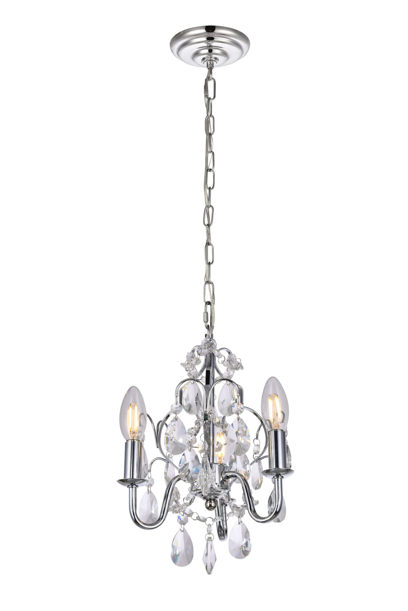 Elegant Lighting Living District Indoor Modern Home Decorative Bright Ceiling Kaede Collection Pendant D9.5 H12.2 Lt:3 Chrome Finish