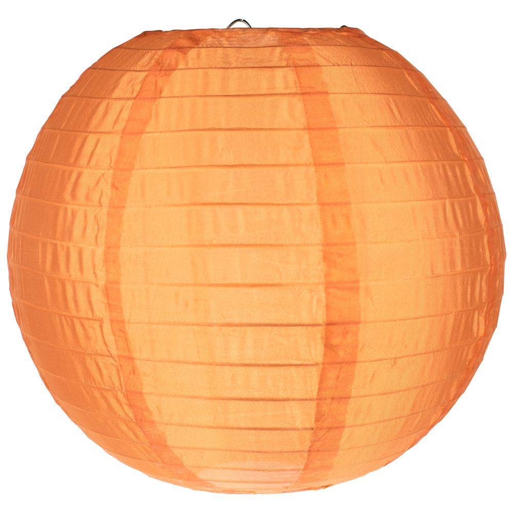 Quasimoon Paperlanternstore.Com 4 Inch Orange Round Nylon Lantern, Even Ribbing, Hanging Decoration (10 Pack)