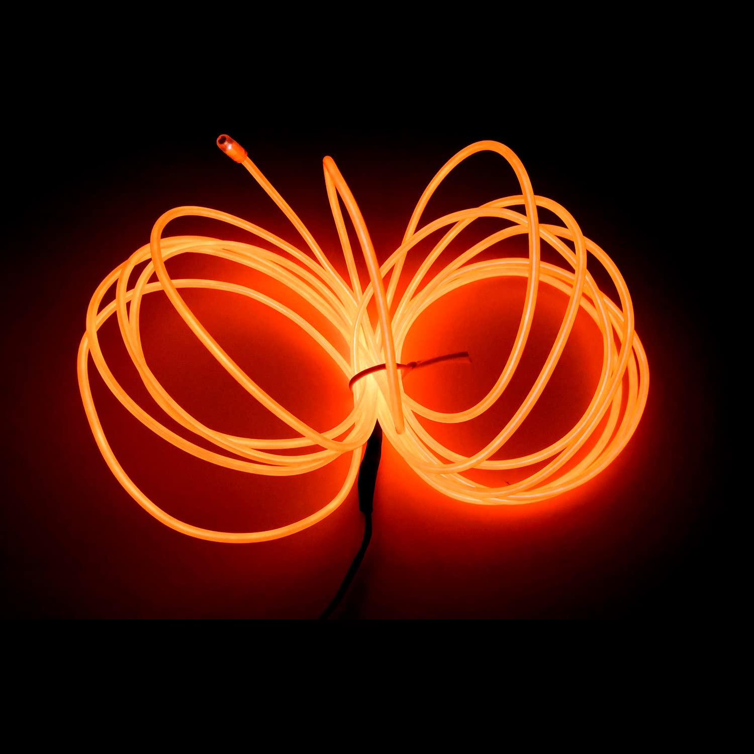 MaxLax EL Wire Neon Lights Strip, 10M/32.8FT, Orange, Portable Battery Pack, 360° Cuttable for Parties & DIY Decoration