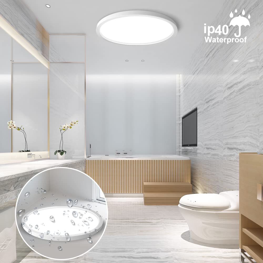 Inshareplus 9 Led Flush Mount Ceiling Light, 5000K Daylight White, 18W Modern Fixture For Bathroom, Kitchen, Living Room, Hallway