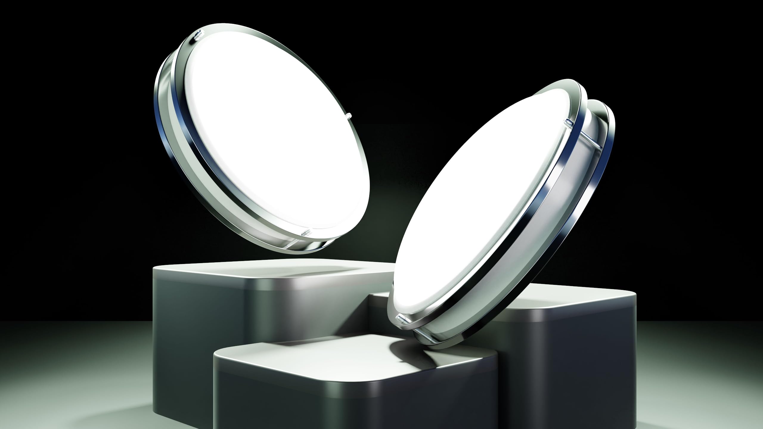 Lunabode Led Flush Mount Ceiling Light, 22W (100W Eq), 1800Lm, 14 Warm White, Brushed Nickel, Model Gs-Drcl14-182